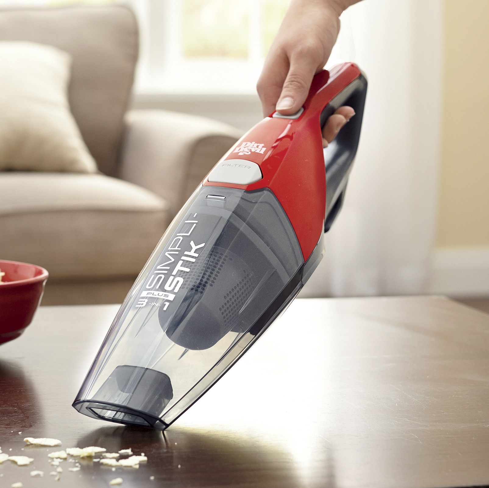 Dirt Devil Simplistik Plus 3-in-1 Bagless Corded Stick Vacuum, Red