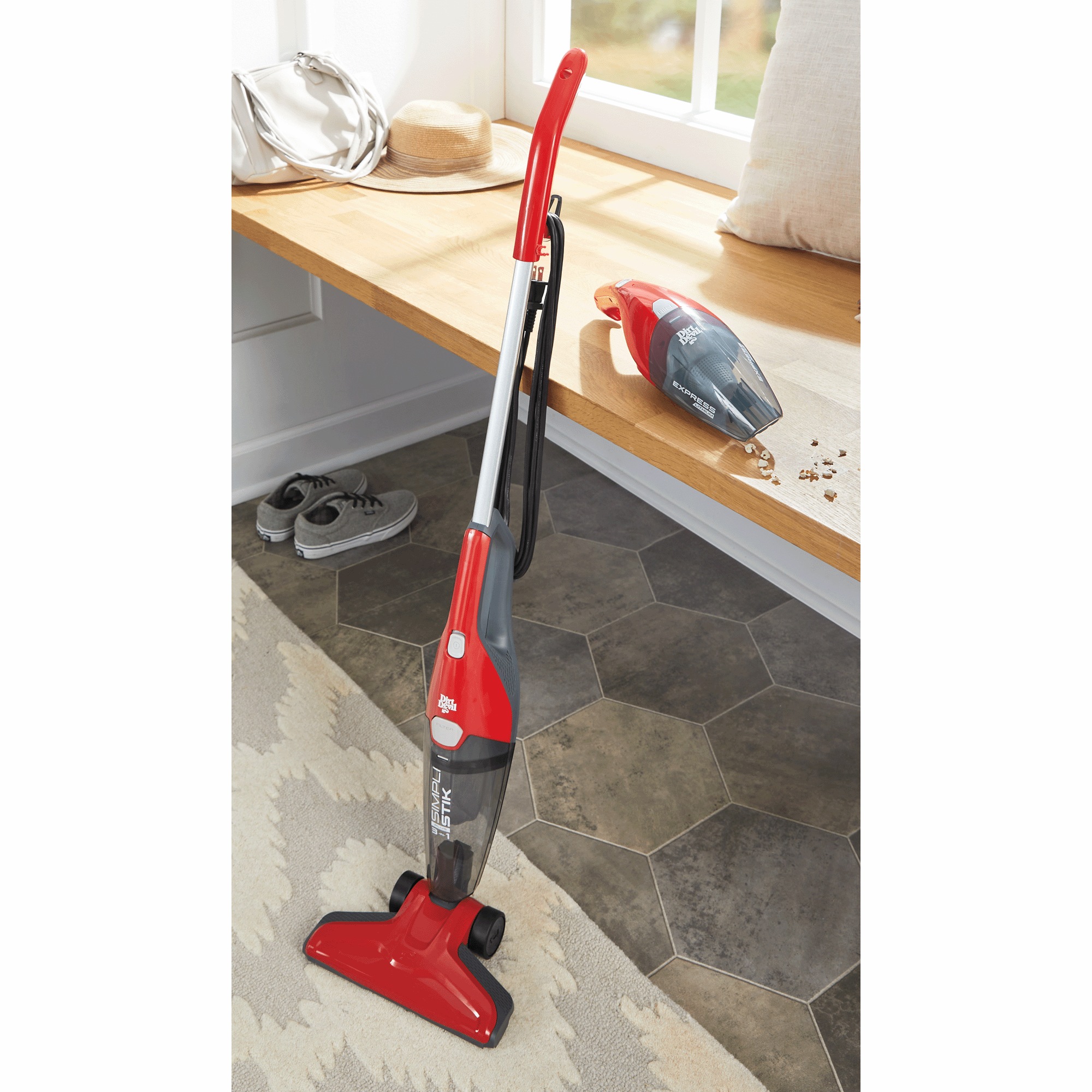 Dirt Devil Simplistik Plus 3-in-1 Bagless Corded Stick Vacuum, Red