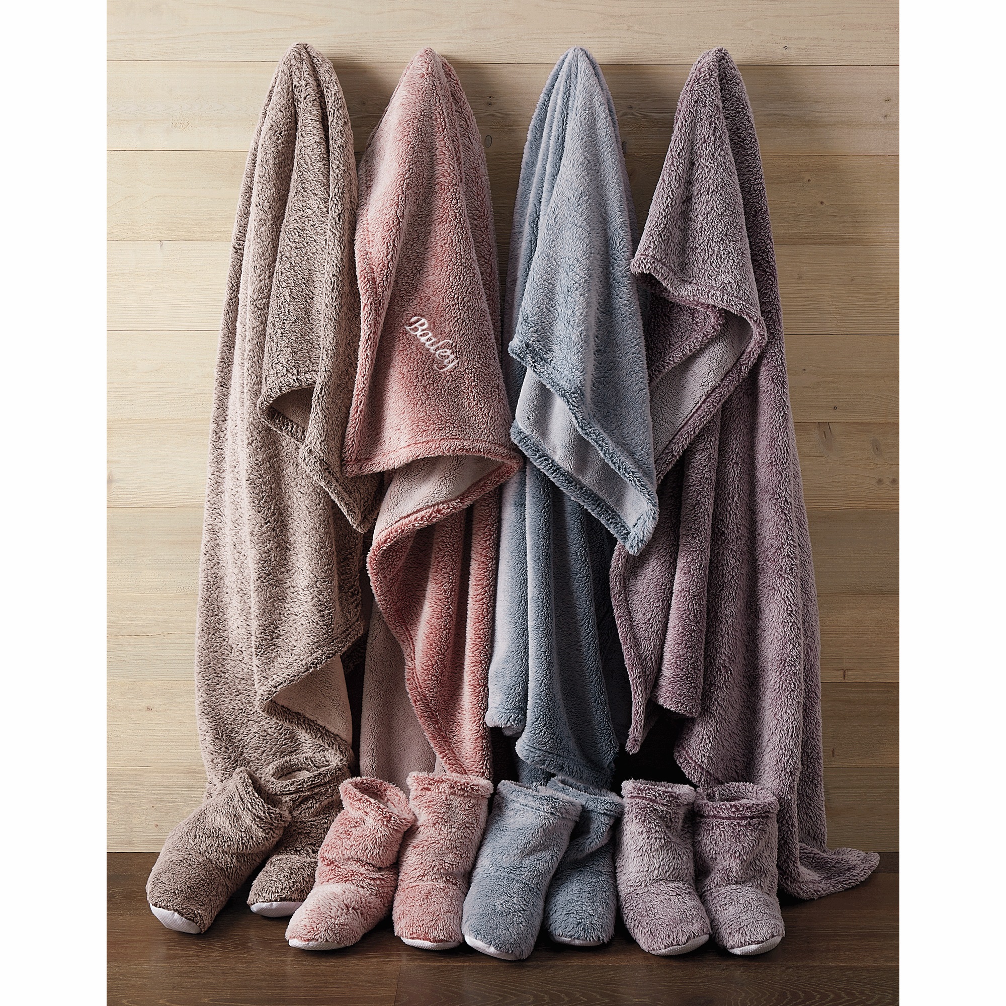 Ultraplush Throw Blanket and Bootie Slippers Gift Set
