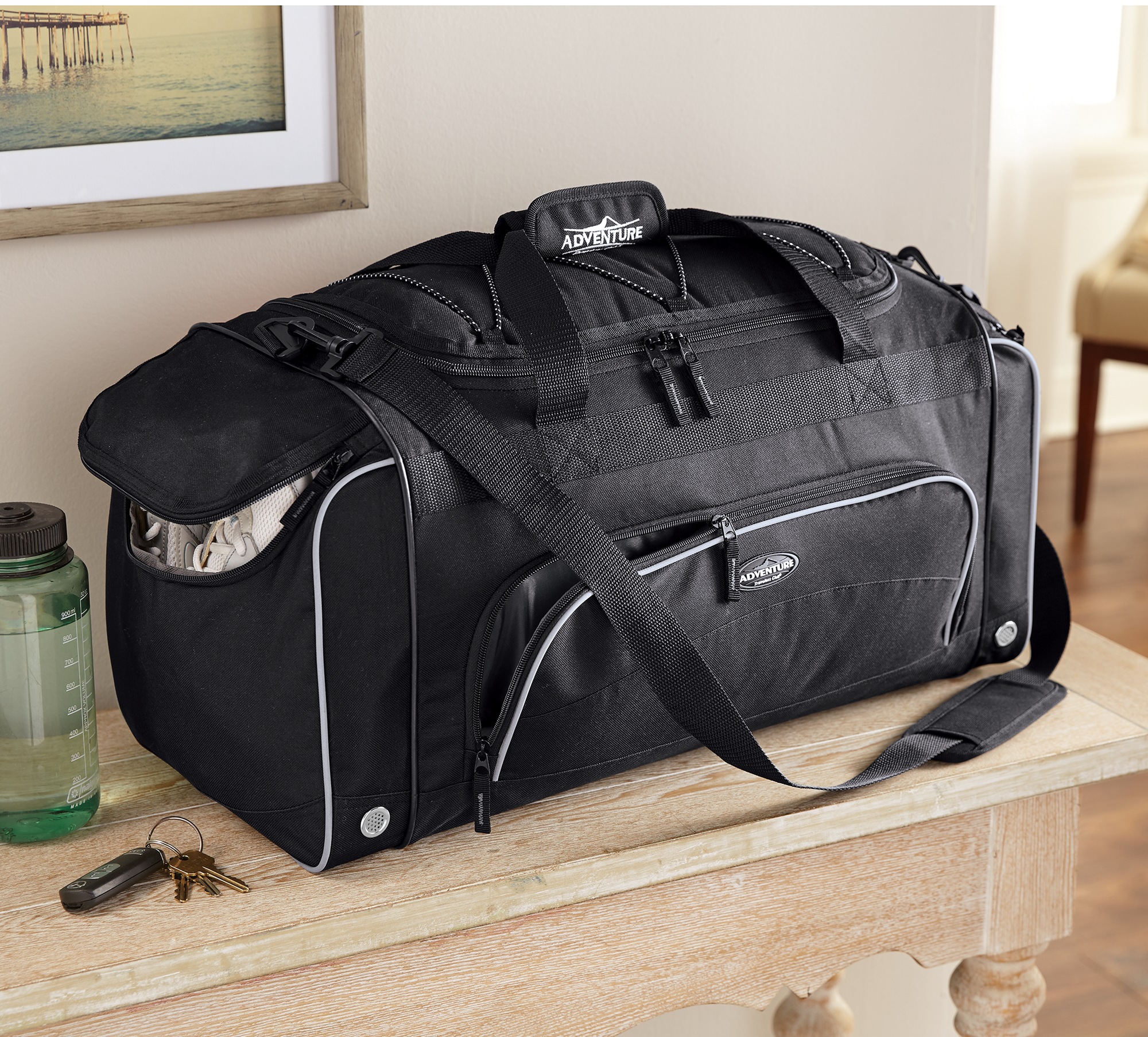 Personalized Duffel Bag with Shoe Pocket and Lockable Zips