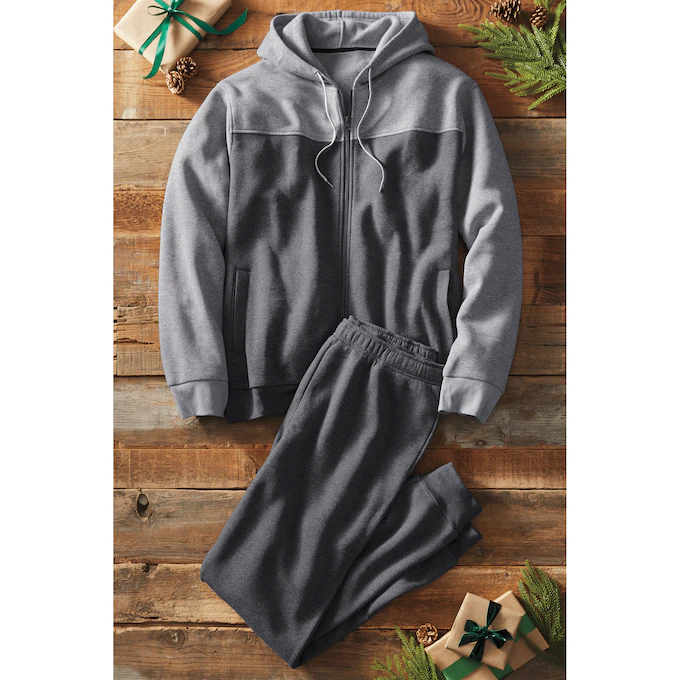 Men’s Colorblock Jogger Set with Zip Hoodie and Ribbed-Cuff Pant