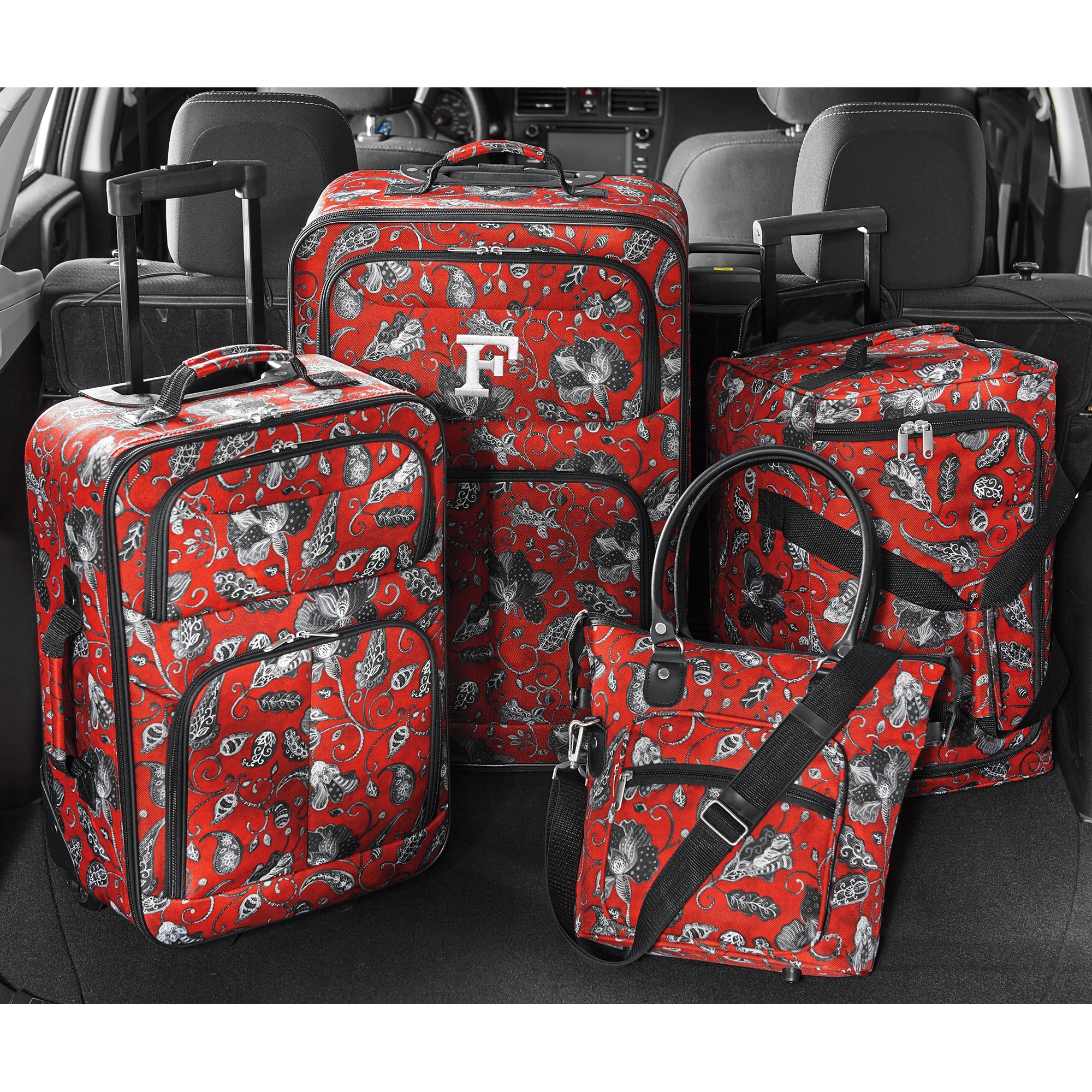 4-Piece Vintage Floral Luggage Set
