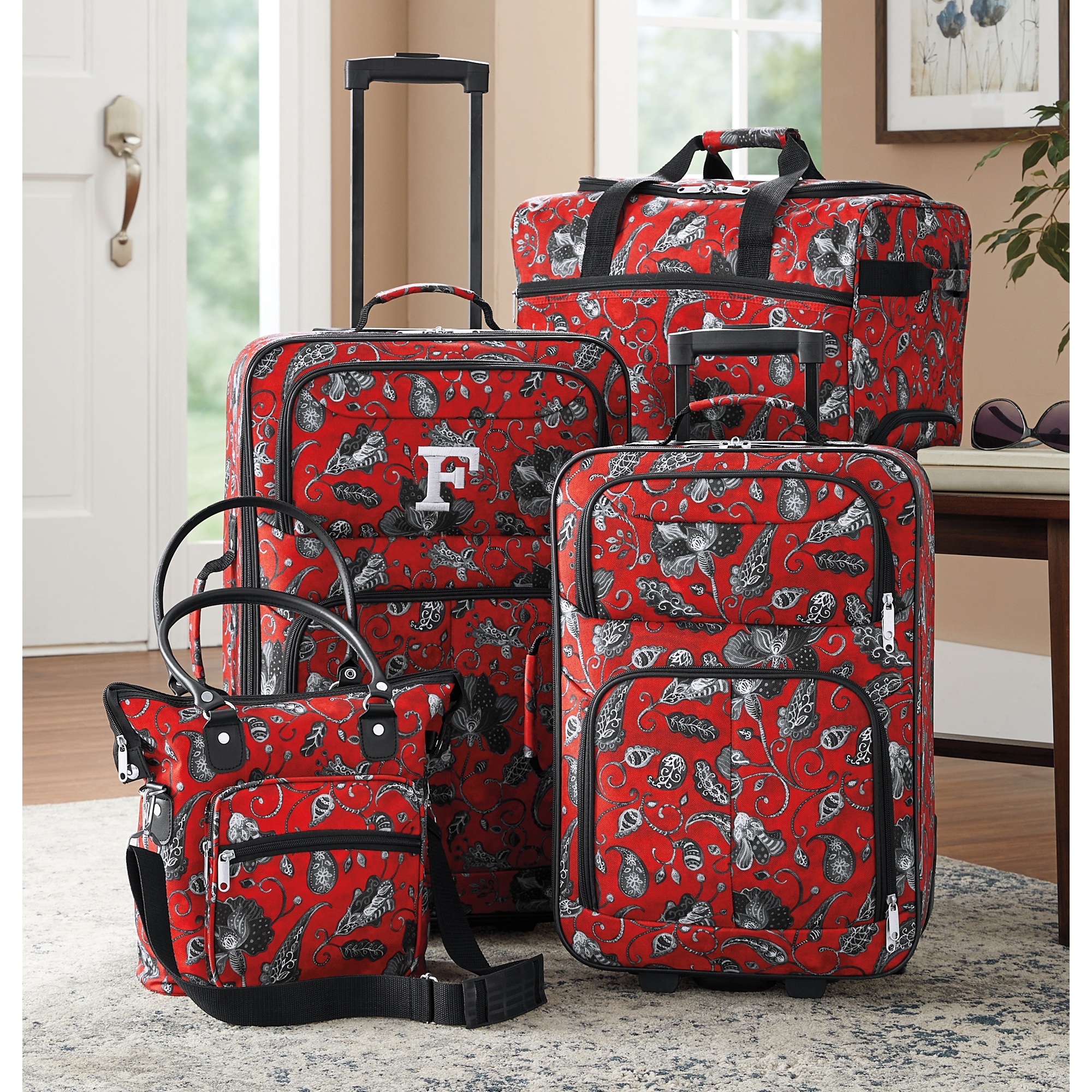 4-Piece Vintage Floral Luggage Set