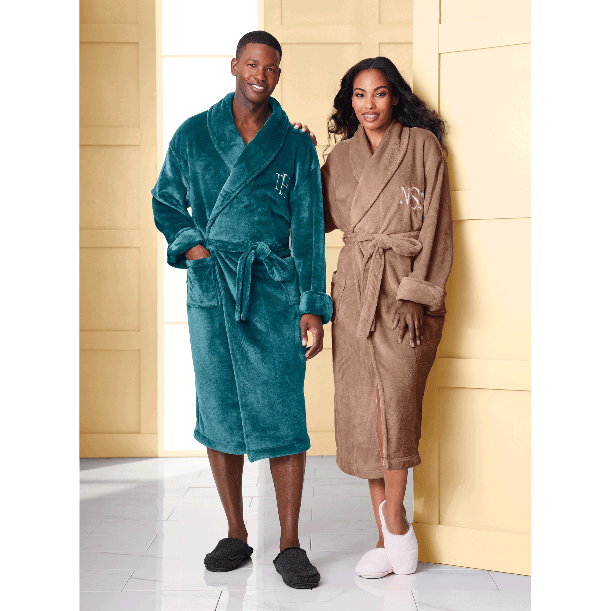 Unisex Plush Fleece Robe with Monogram Personalization Option