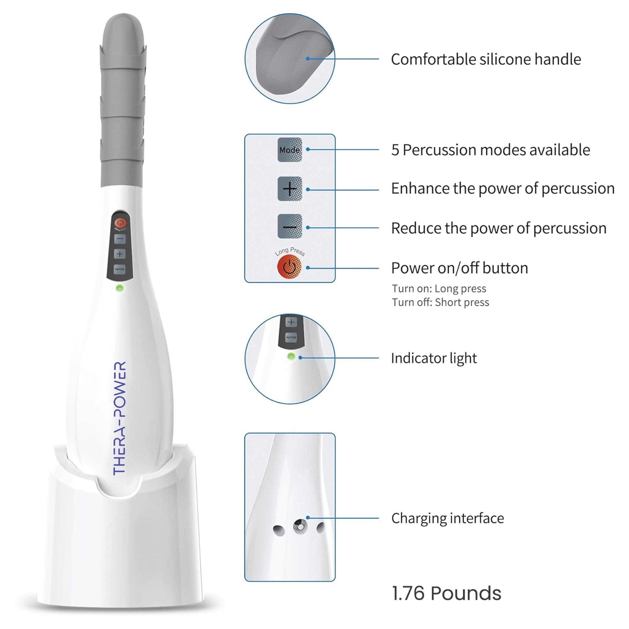 Cordless Rechargeable Handheld Massager with Attachments