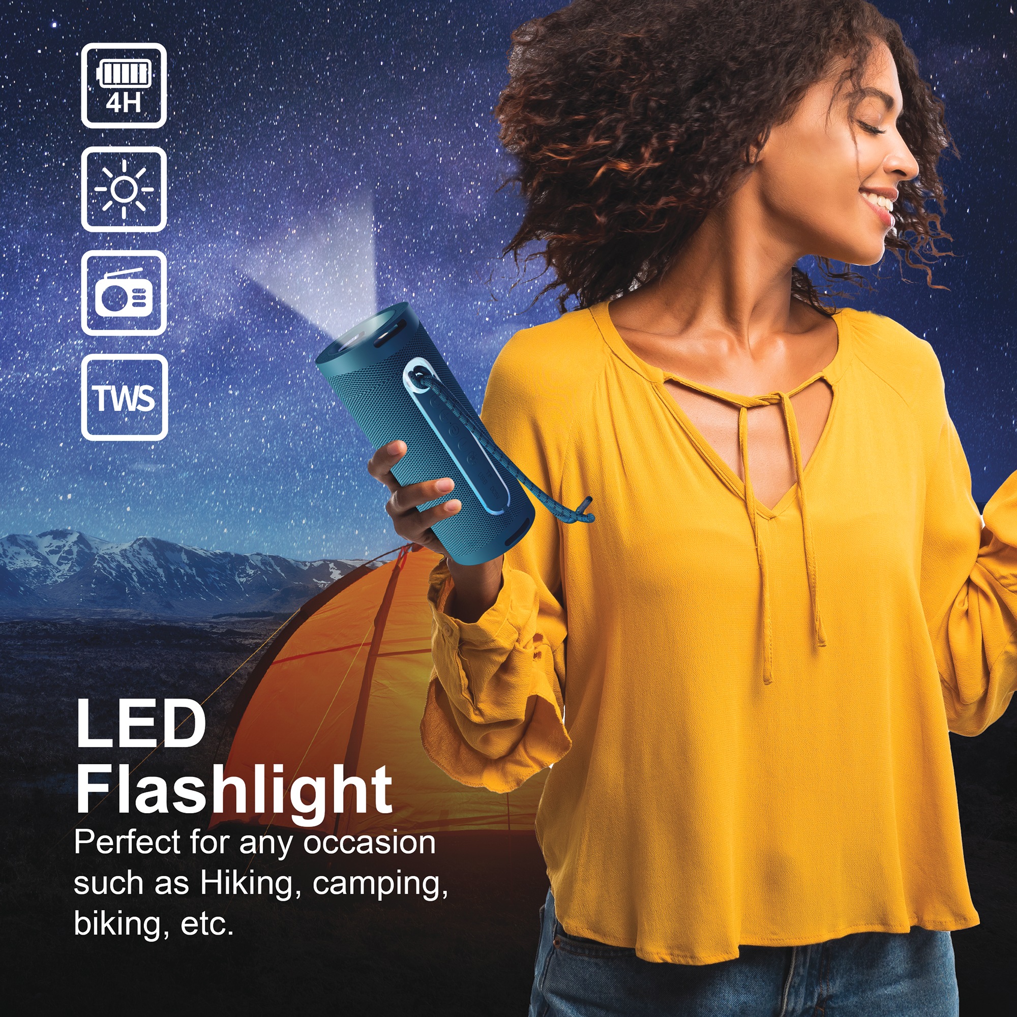 Supersonic Portable Speaker with Flashlight