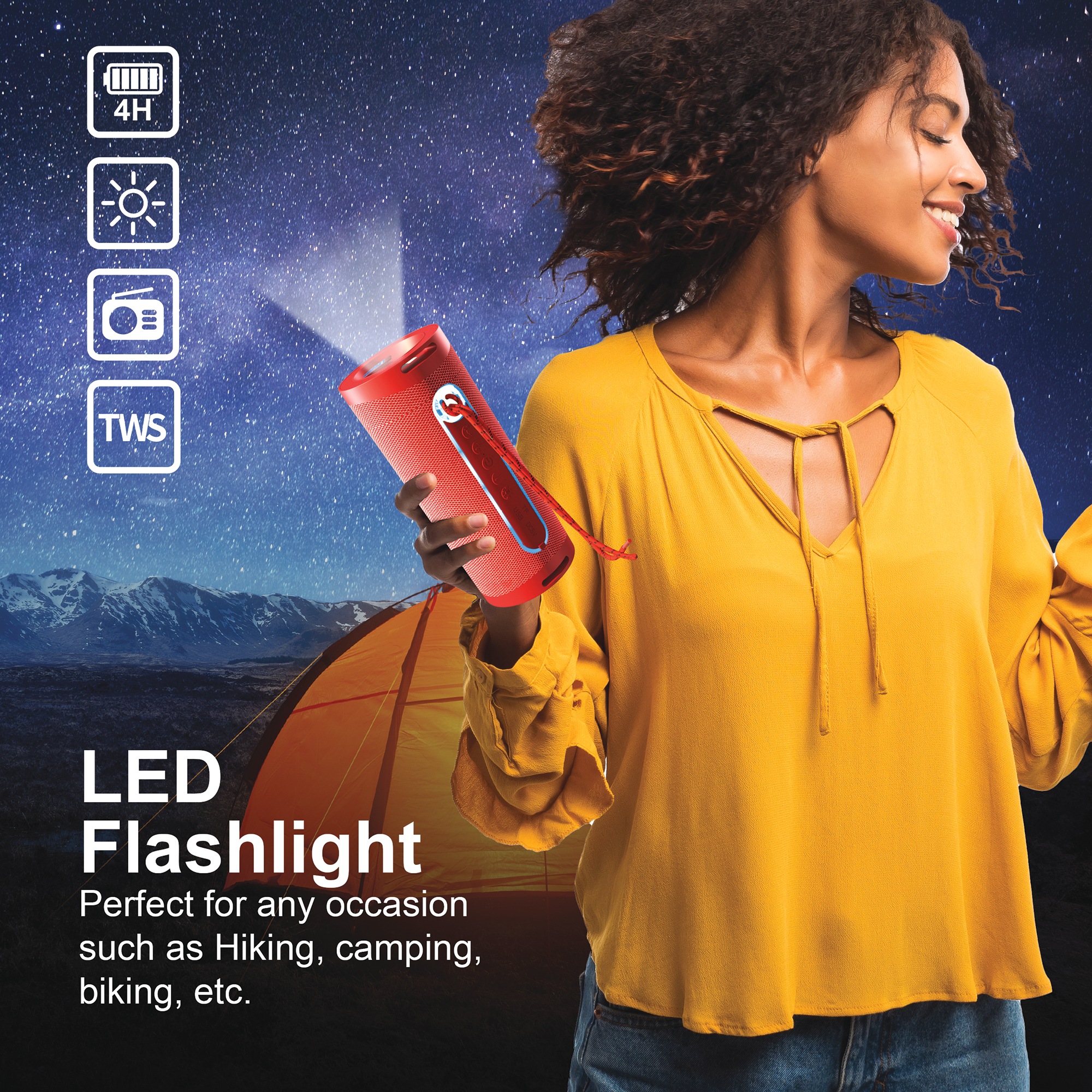 Supersonic Portable Speaker with Flashlight
