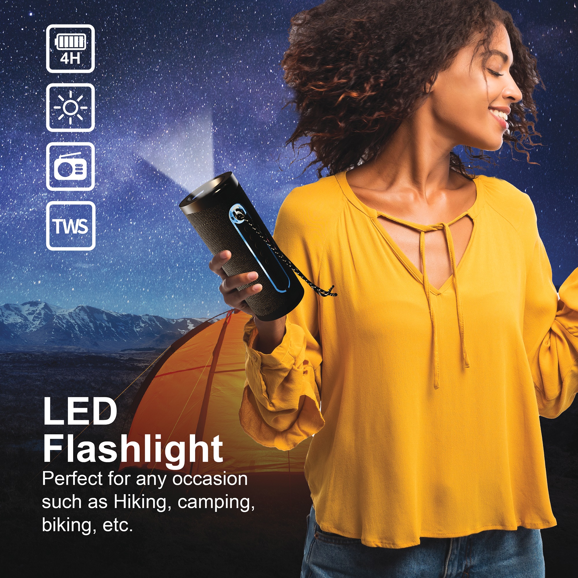 Supersonic Portable Speaker with Flashlight