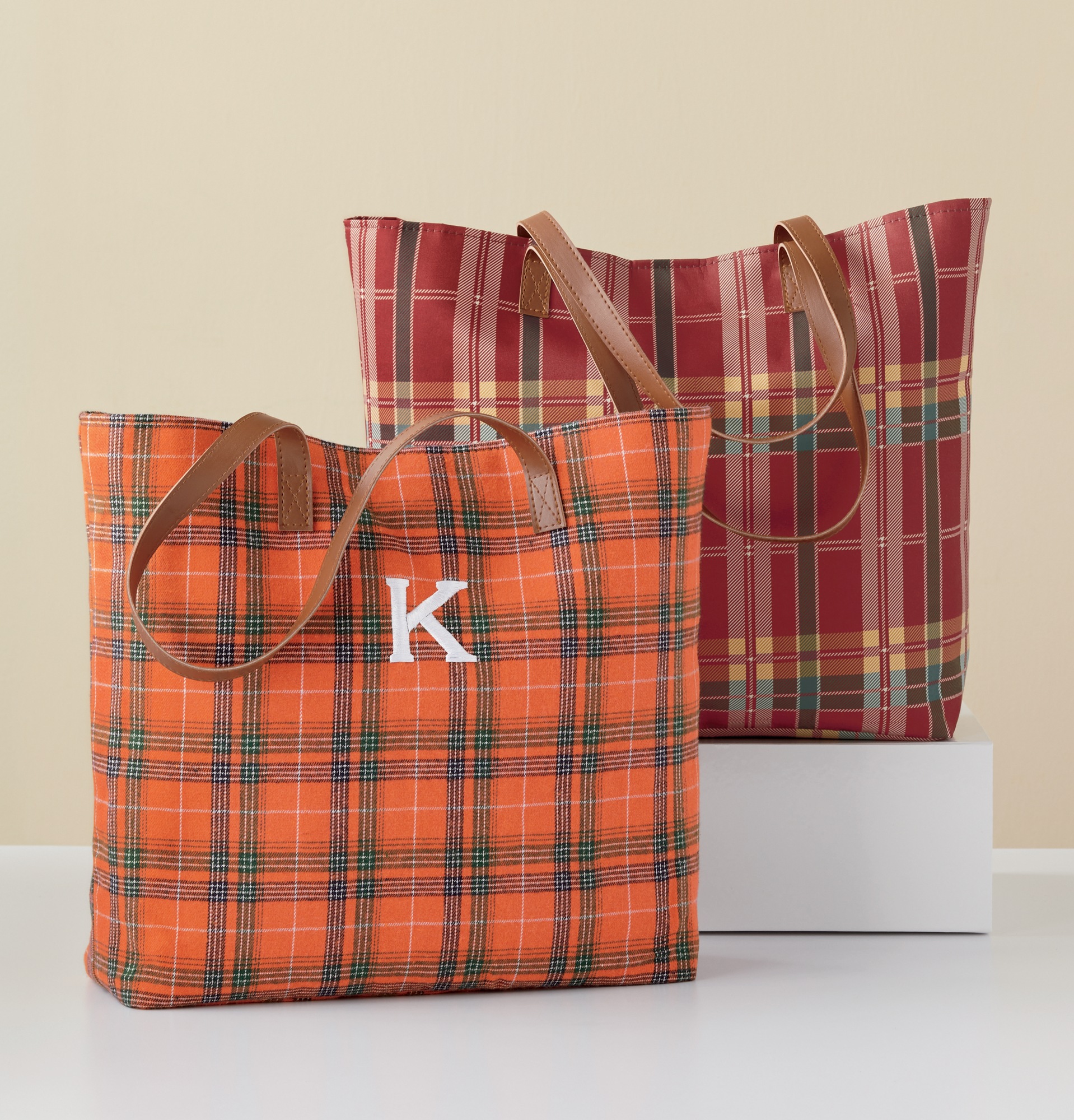 Personalized Harvest Plaid Tote