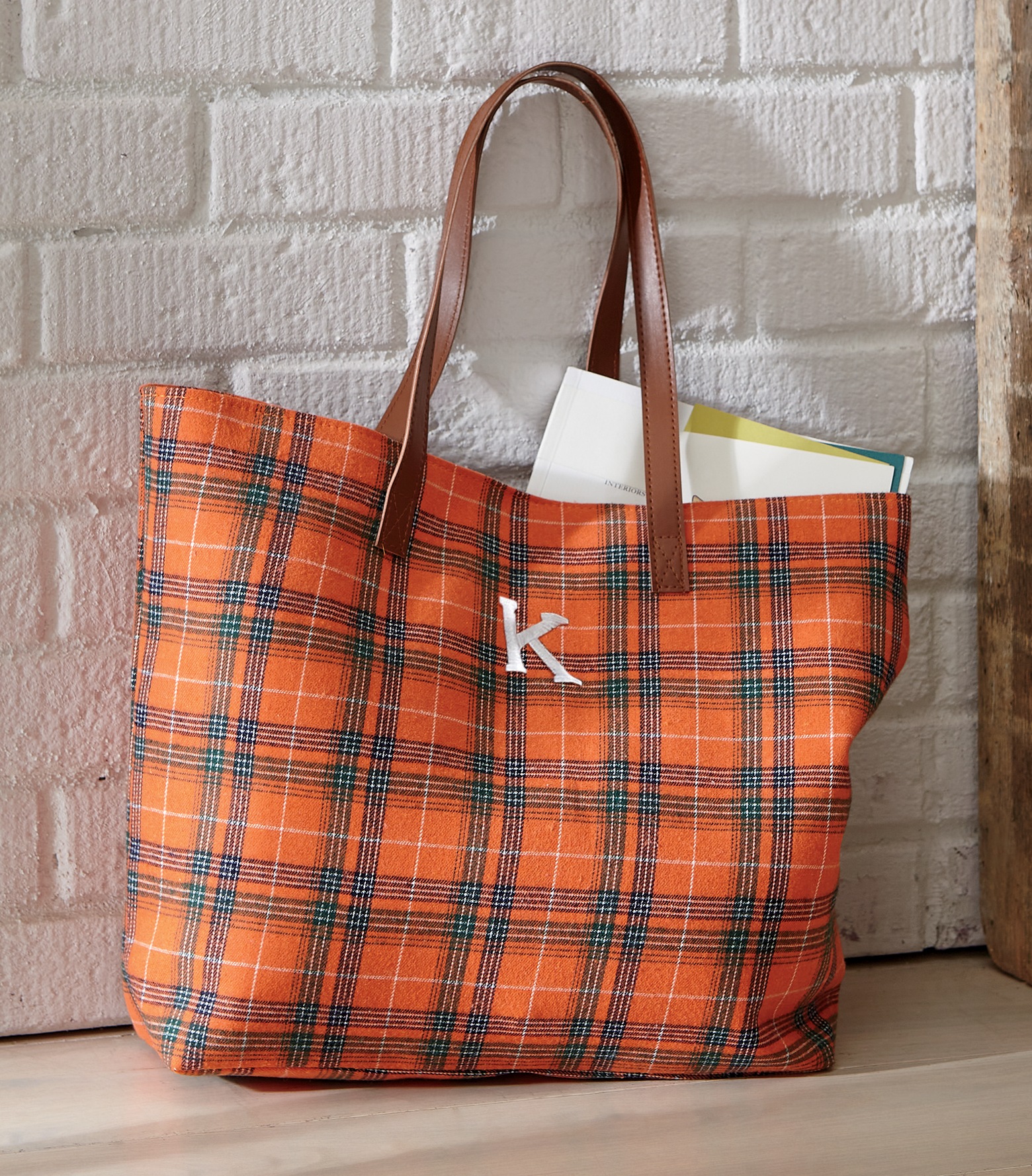 Personalized Harvest Plaid Tote