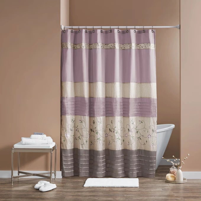Embroidered Faux Silk Shower Curtain