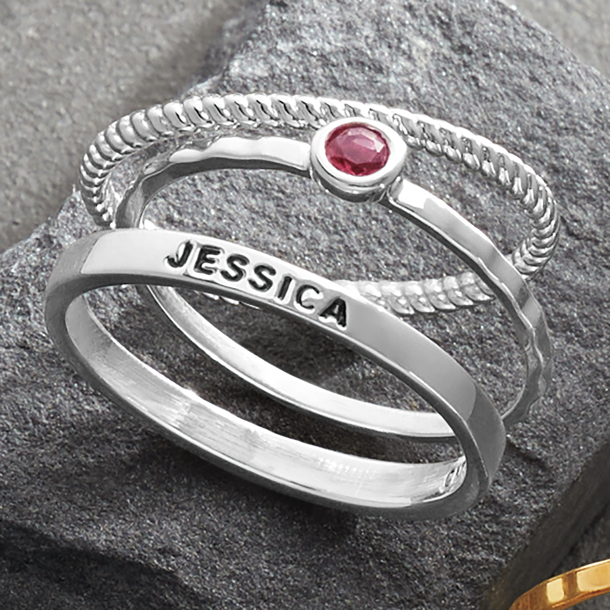 Personalized Birthstone Stack 3-Ring