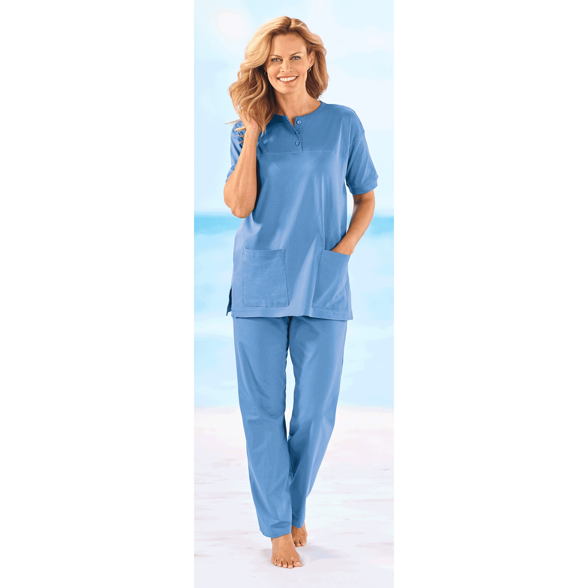 Short-Sleeve Henley Pant Set