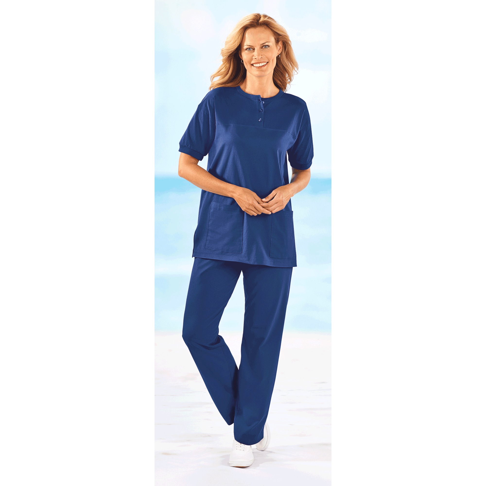 Short-Sleeve Henley Pant Set