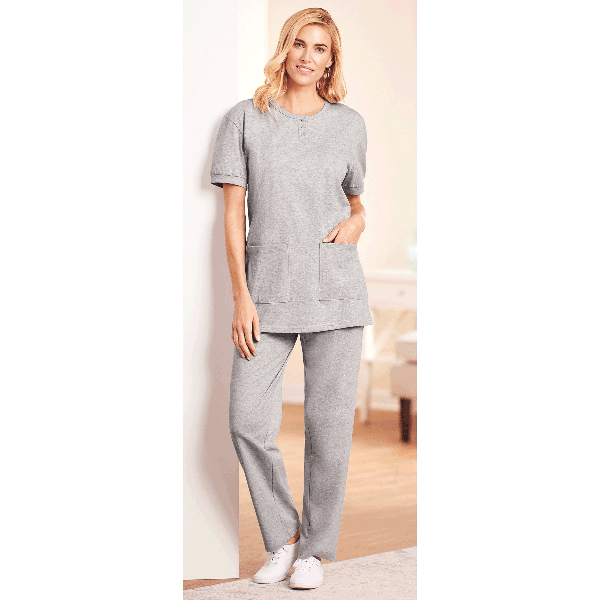 Short-Sleeve Henley Pant Set