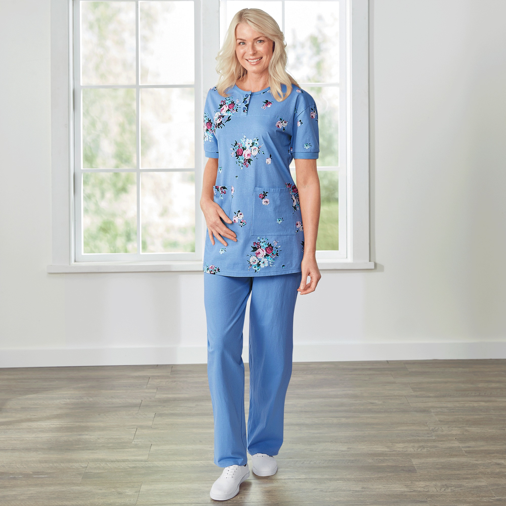 Short-Sleeve Henley Pant Set