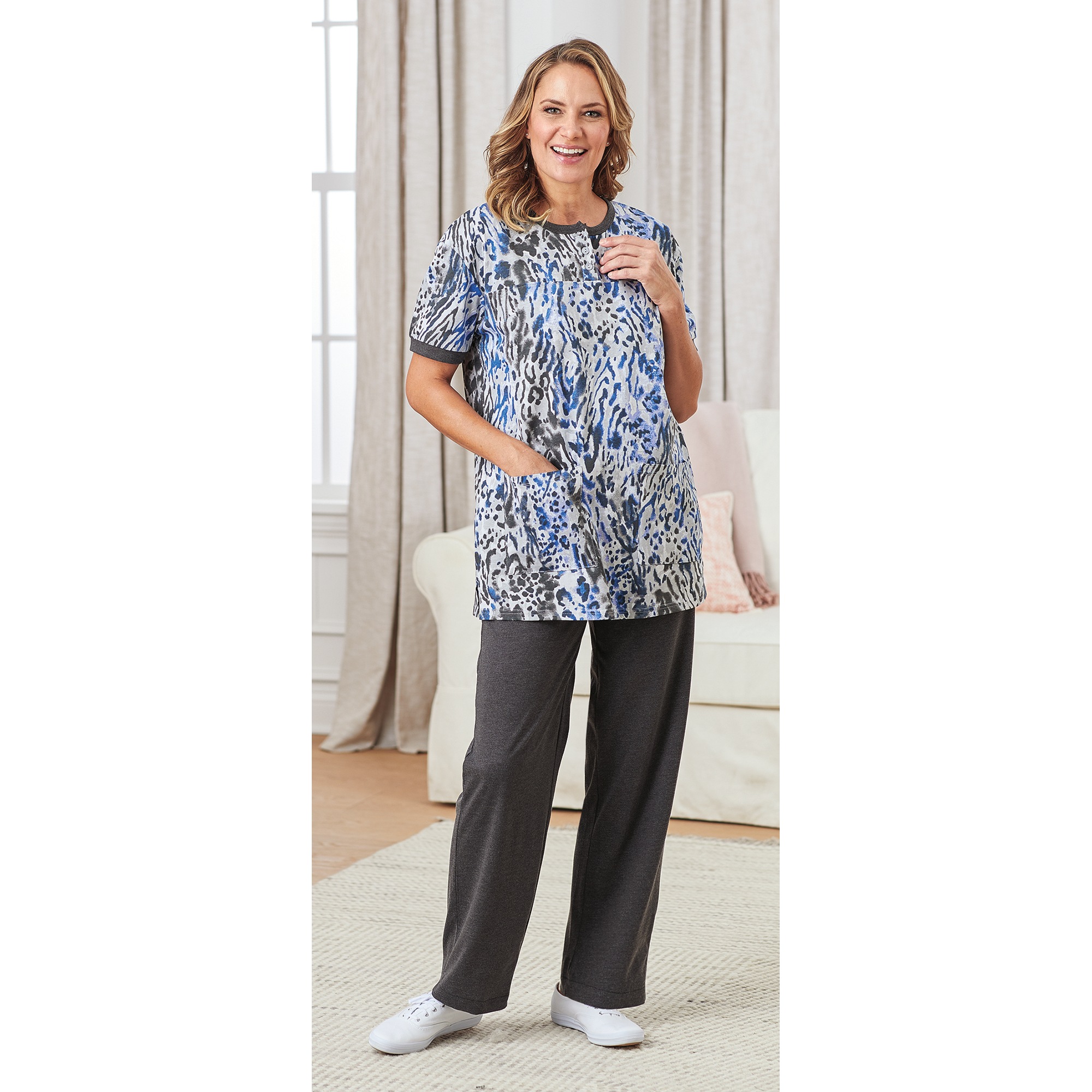 Short-Sleeve Henley Pant Set