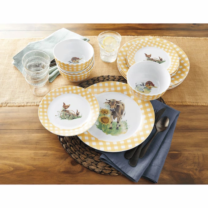 Farm Animals 12-Piece Dinnerware Set