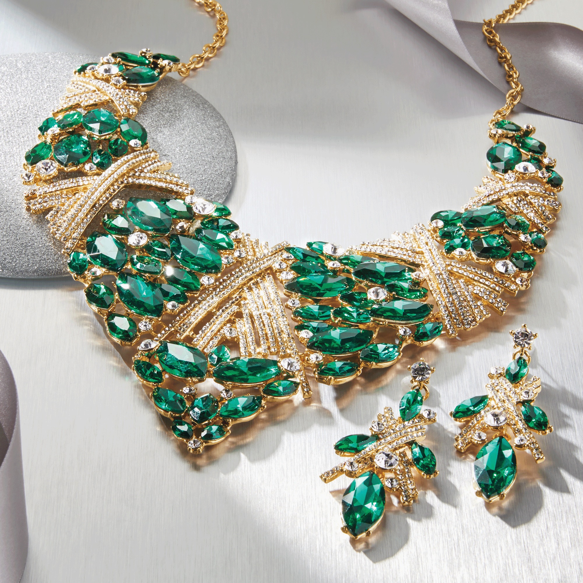Crystal Marquise Necklace and Earring Set