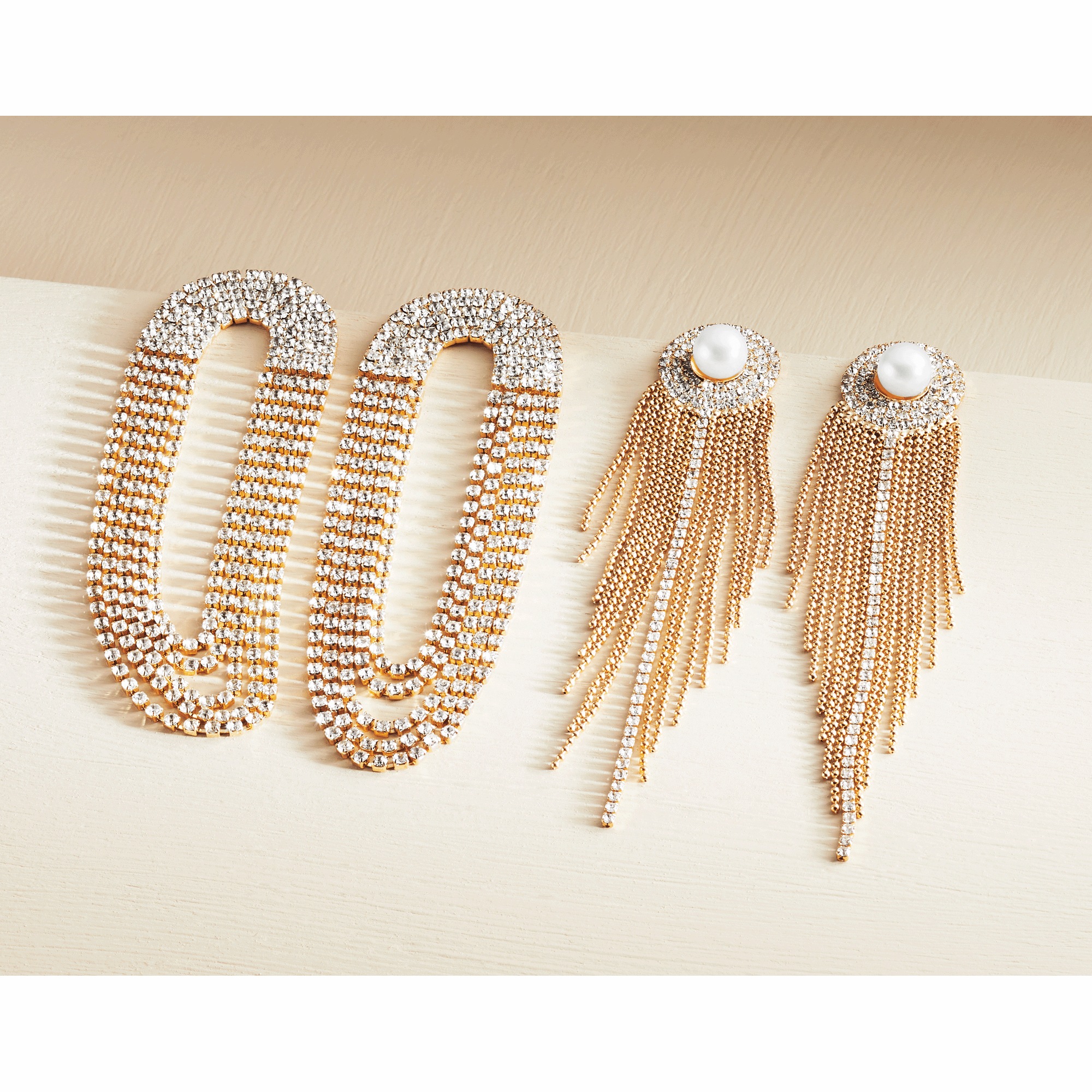 Crystal Fringe Goldtone Earrings