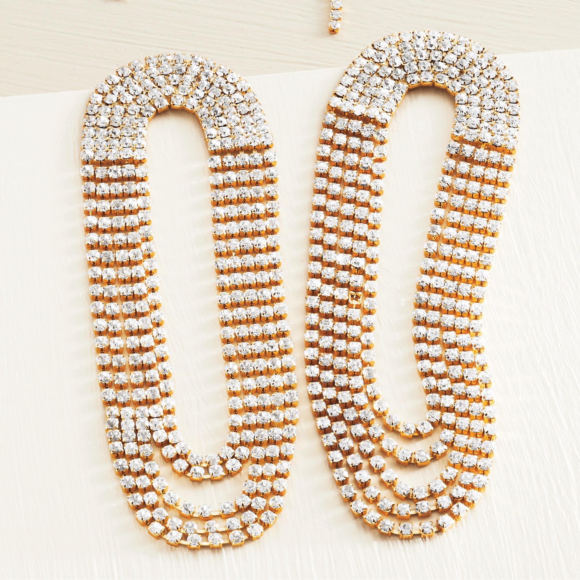 Crystal Fringe Goldtone Earrings
