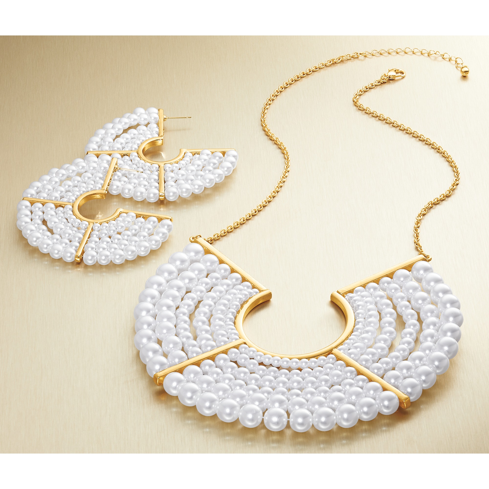 Faux Pearl Round Rows Jewelry