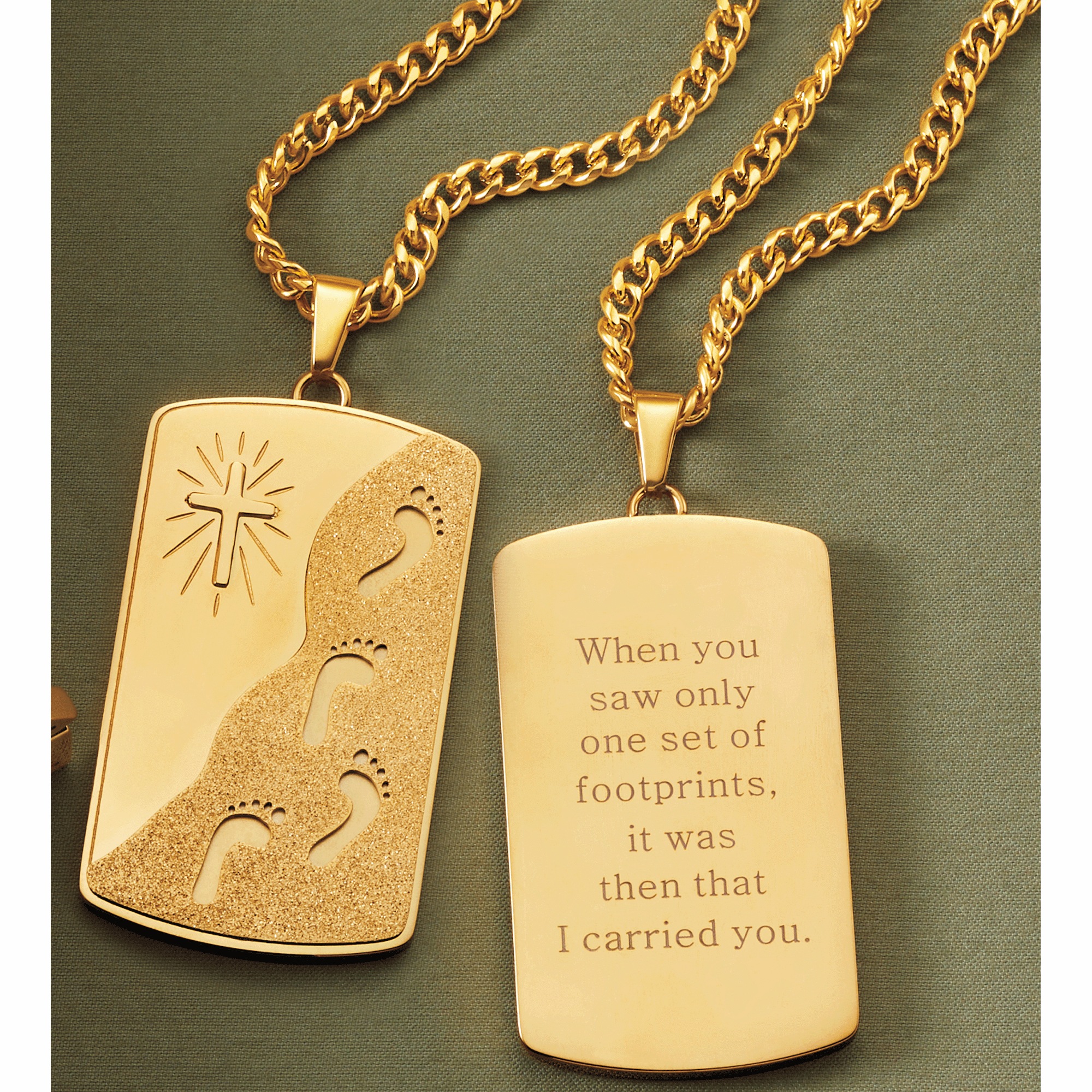 Men's Goldtone Footprints Jewelry