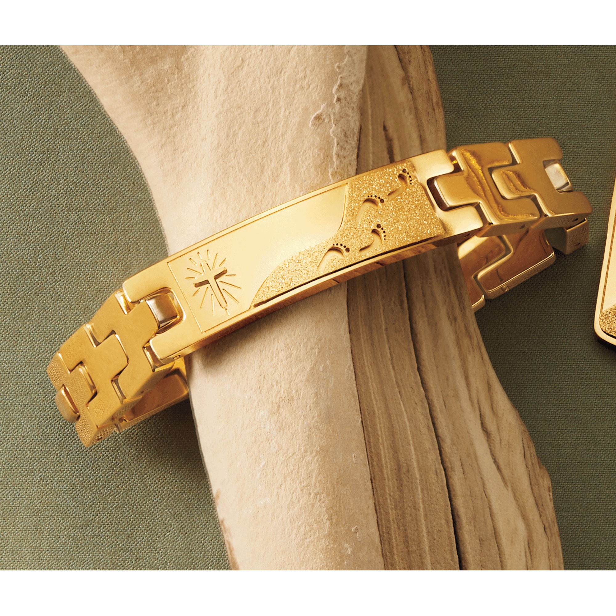 Men's Goldtone Footprints Jewelry