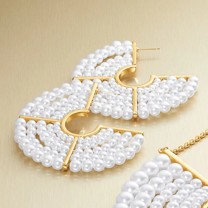 Faux Pearl Round Rows Earrings