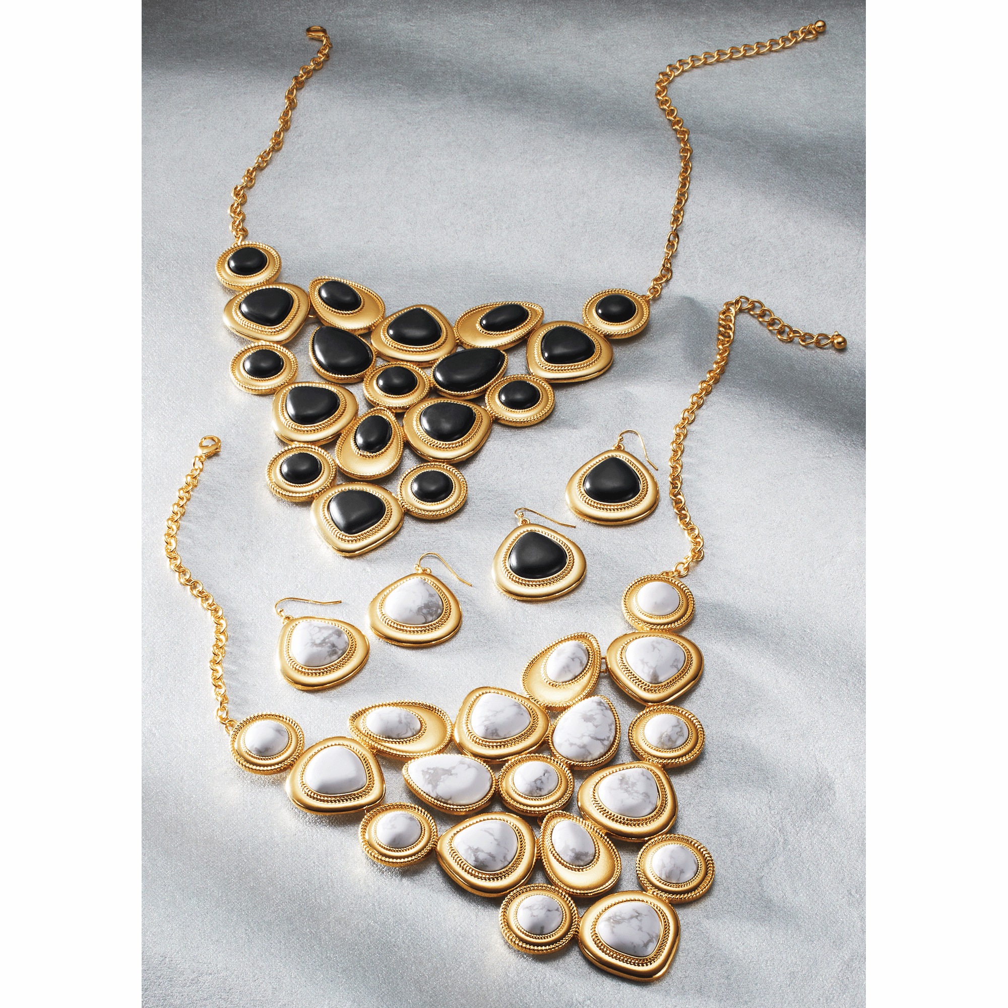 Faux-Stone Bib Necklace & Earring Set