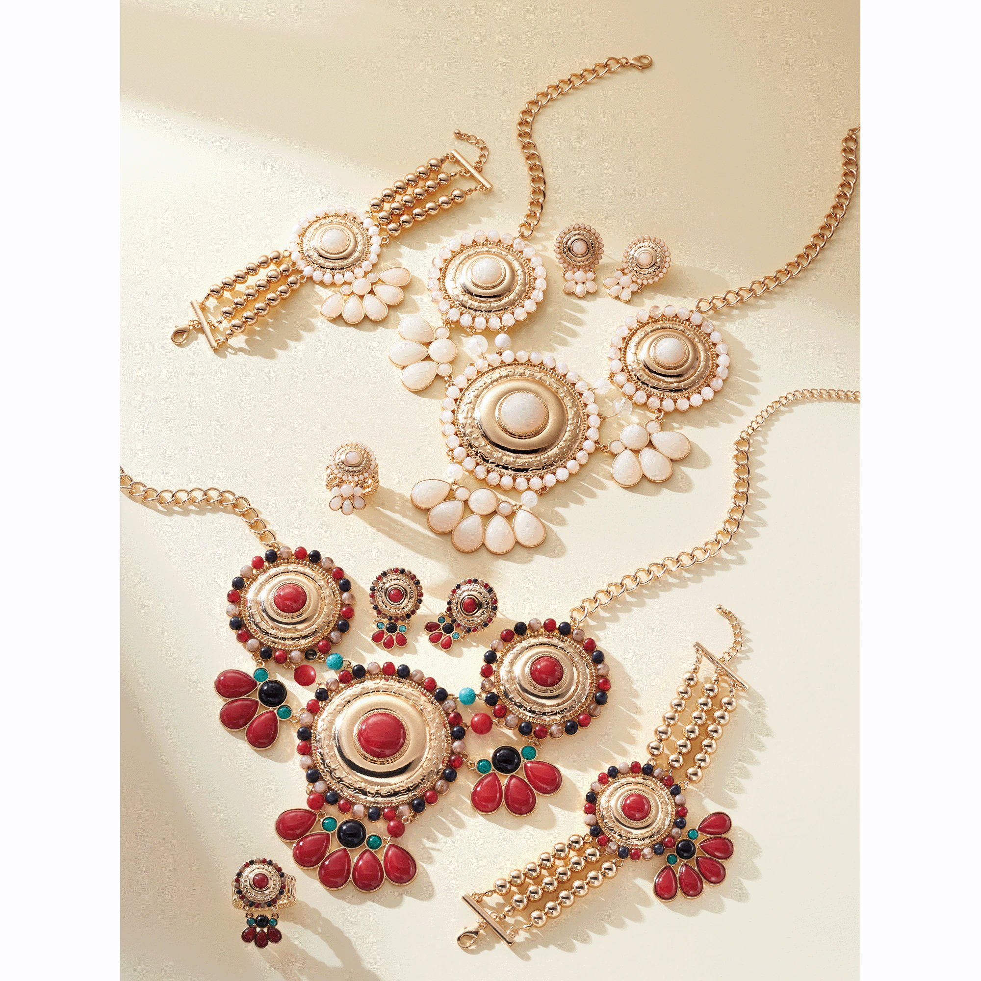 Round-Burst Necklace & Earrings Set