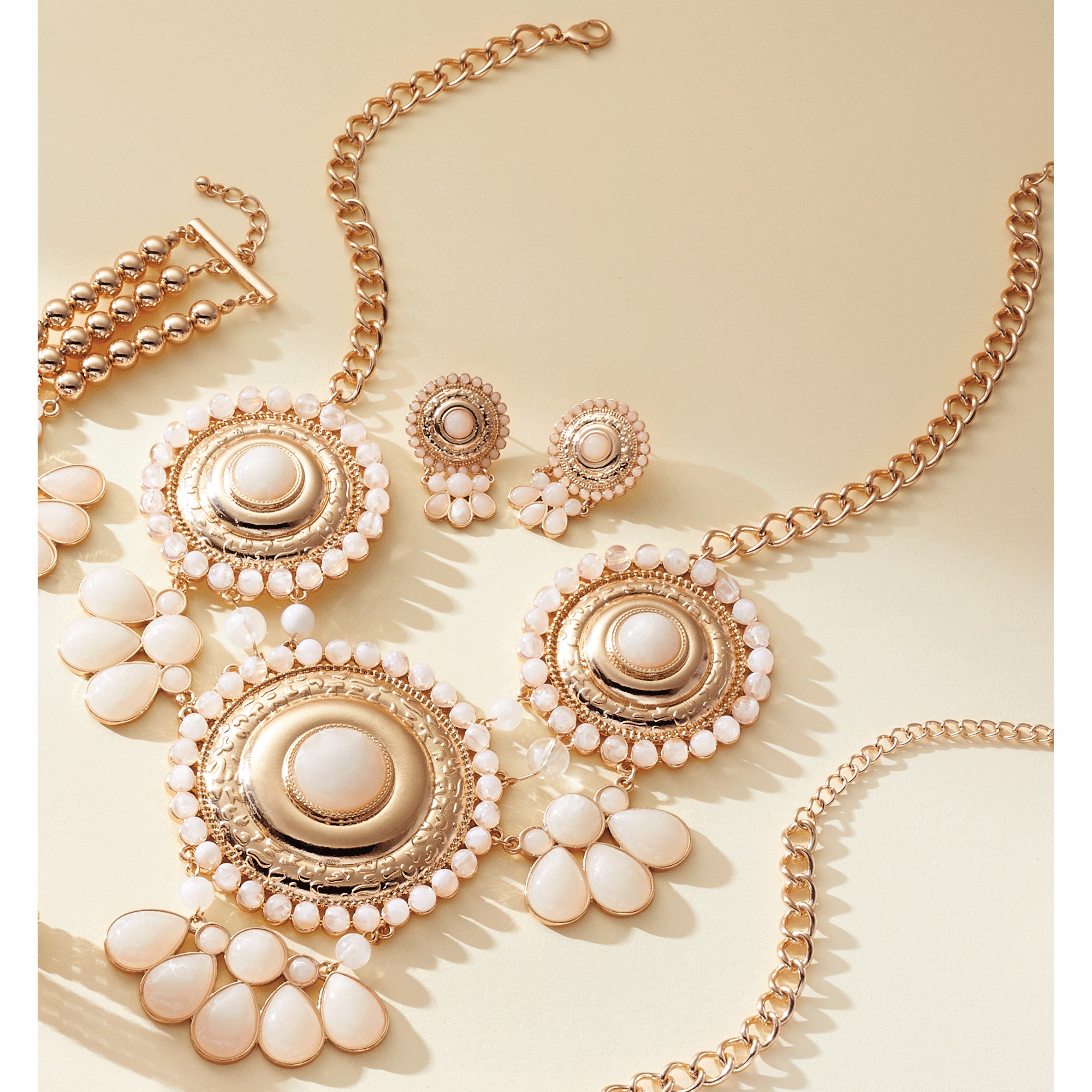 Round-Burst Necklace & Earrings Set