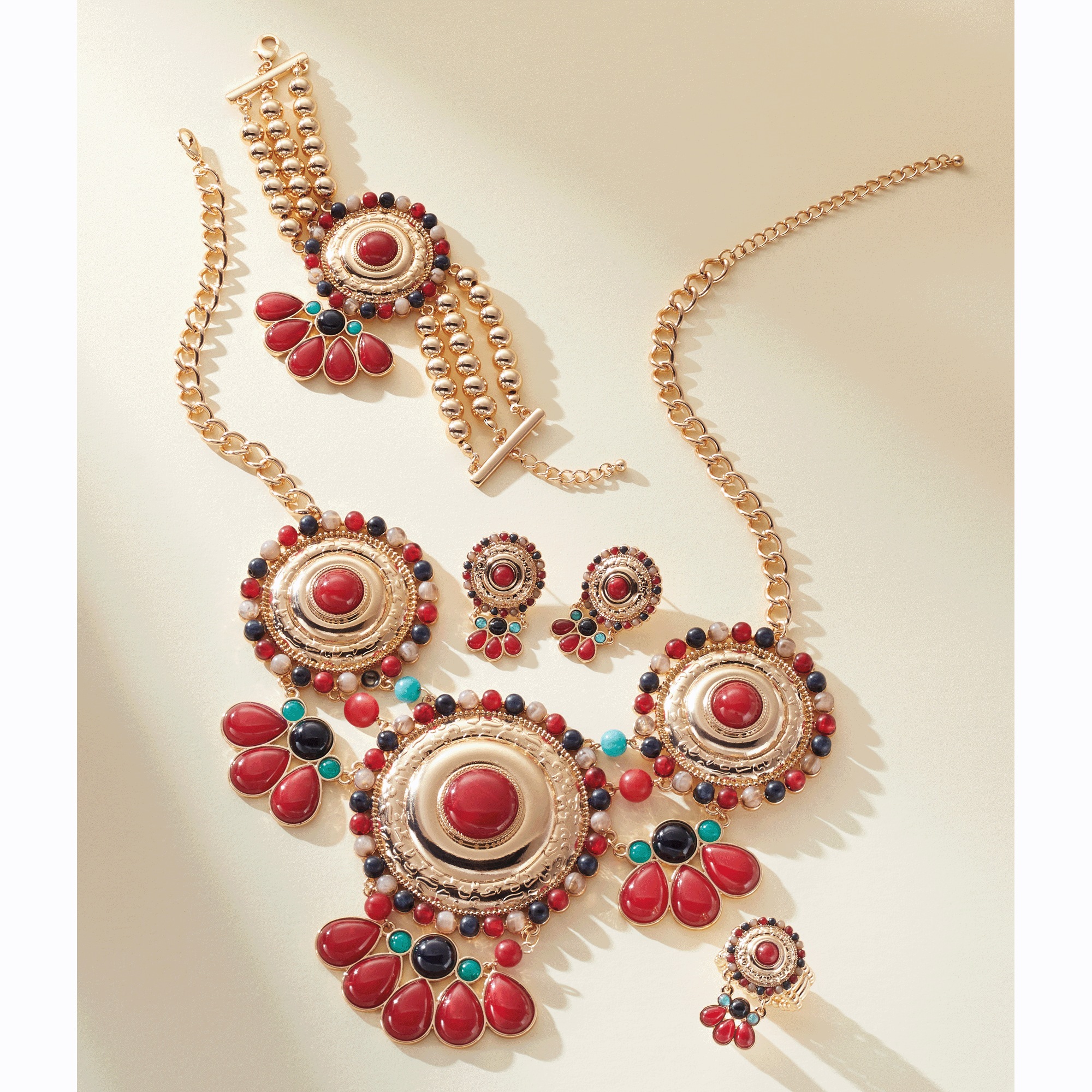 Round-Burst Necklace & Earrings Set