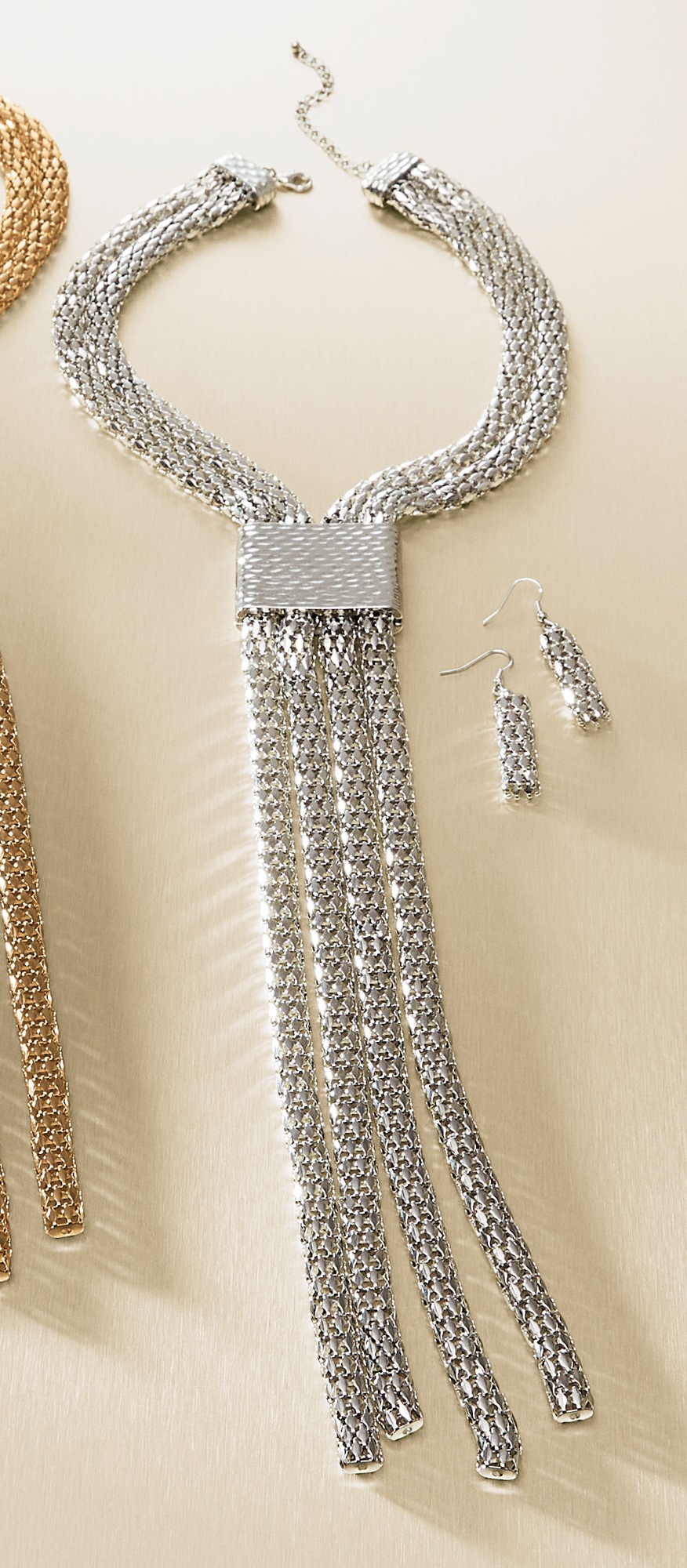 Fringe Drop Necklace and Earring Set 3 Fringe Drop Necklace and Earring Set
