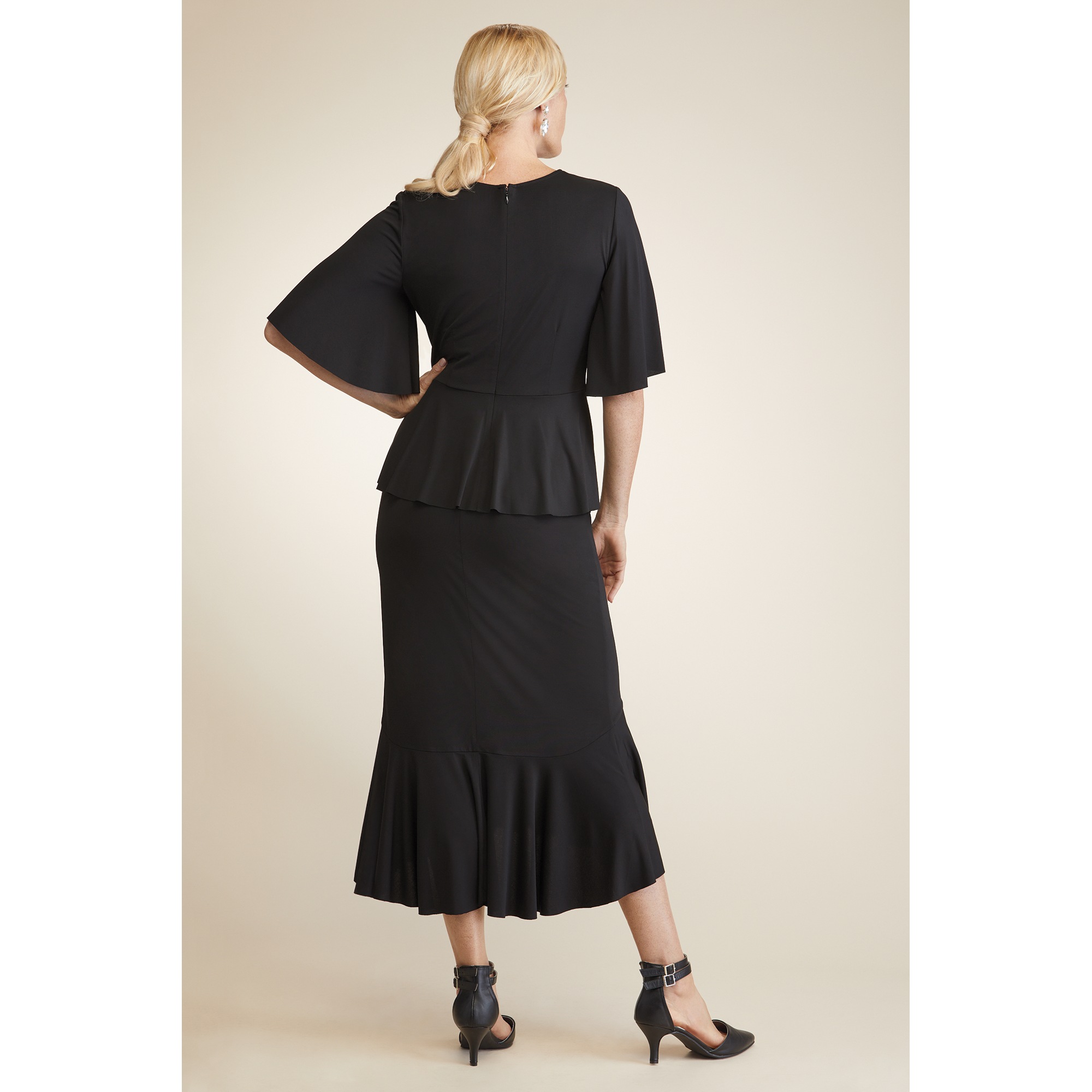 Tria Flowy Skirt Set for Women with Peplum Waist and Flounce Hem