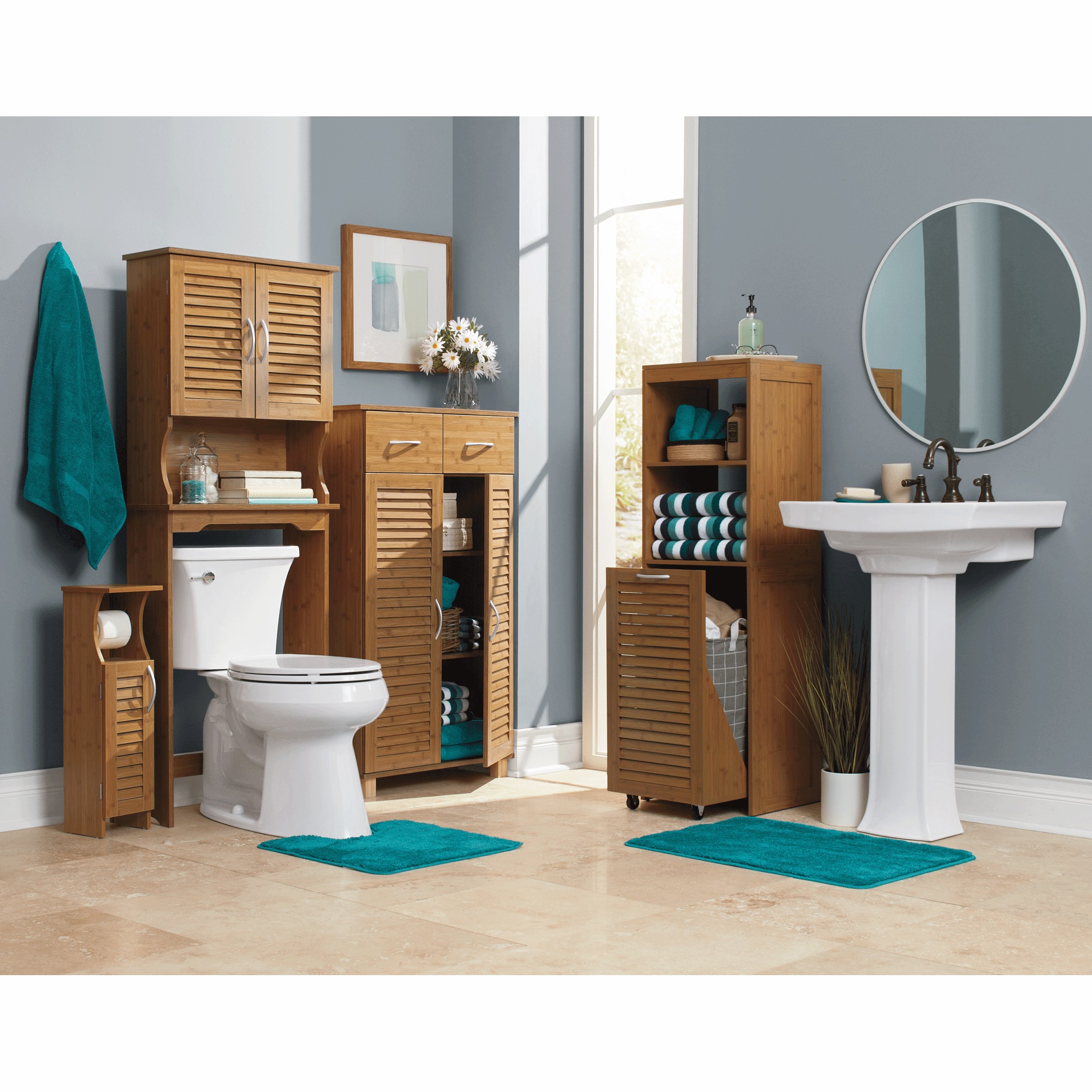 Bamboo-Finish Bath Furniture