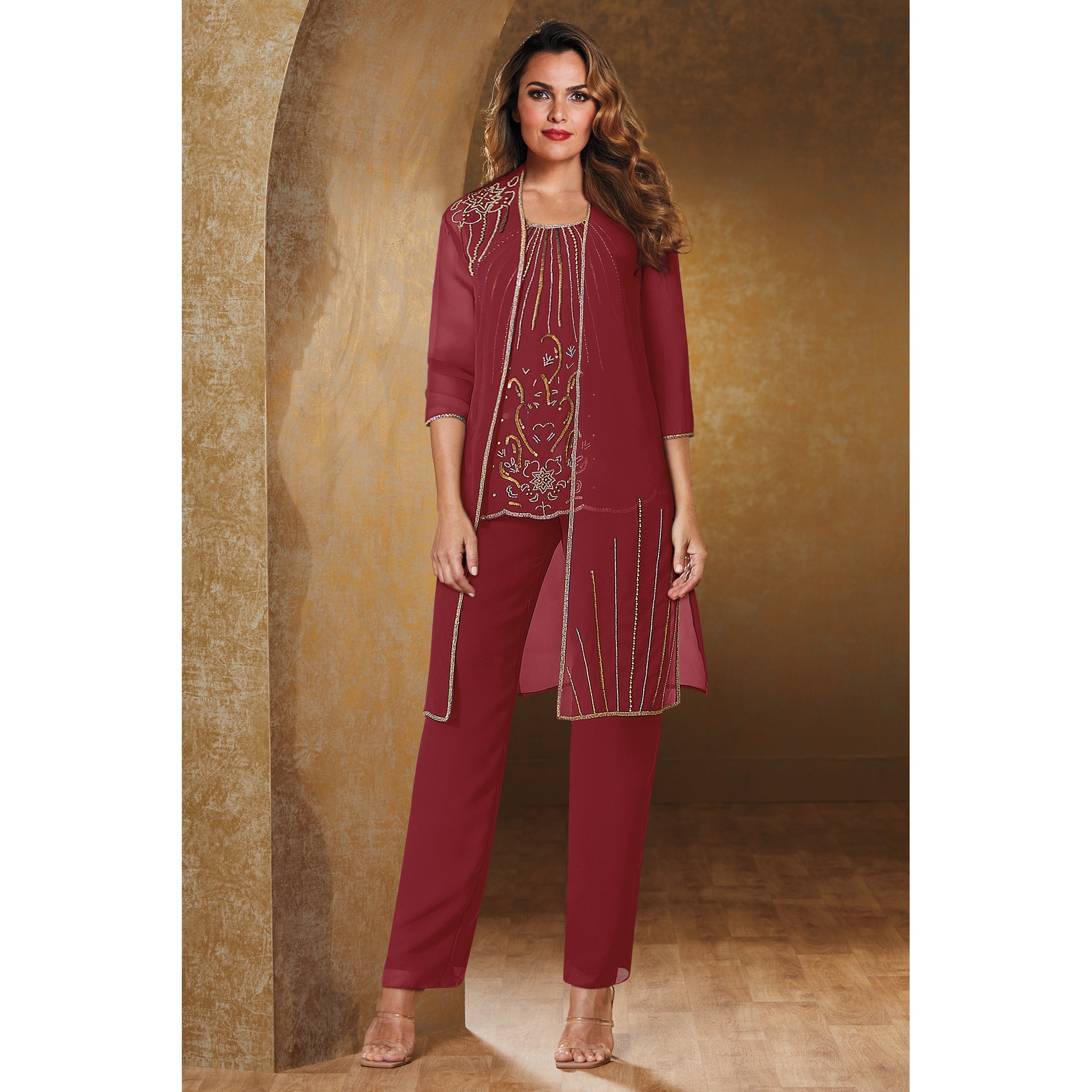 Annette 3-Piece Beaded Pant Set