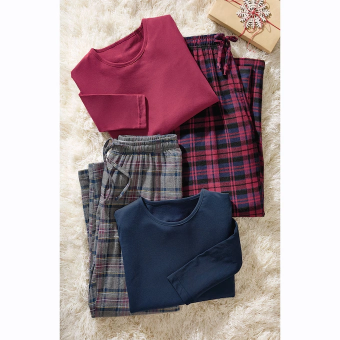 4-Piece Plaid PJ Set