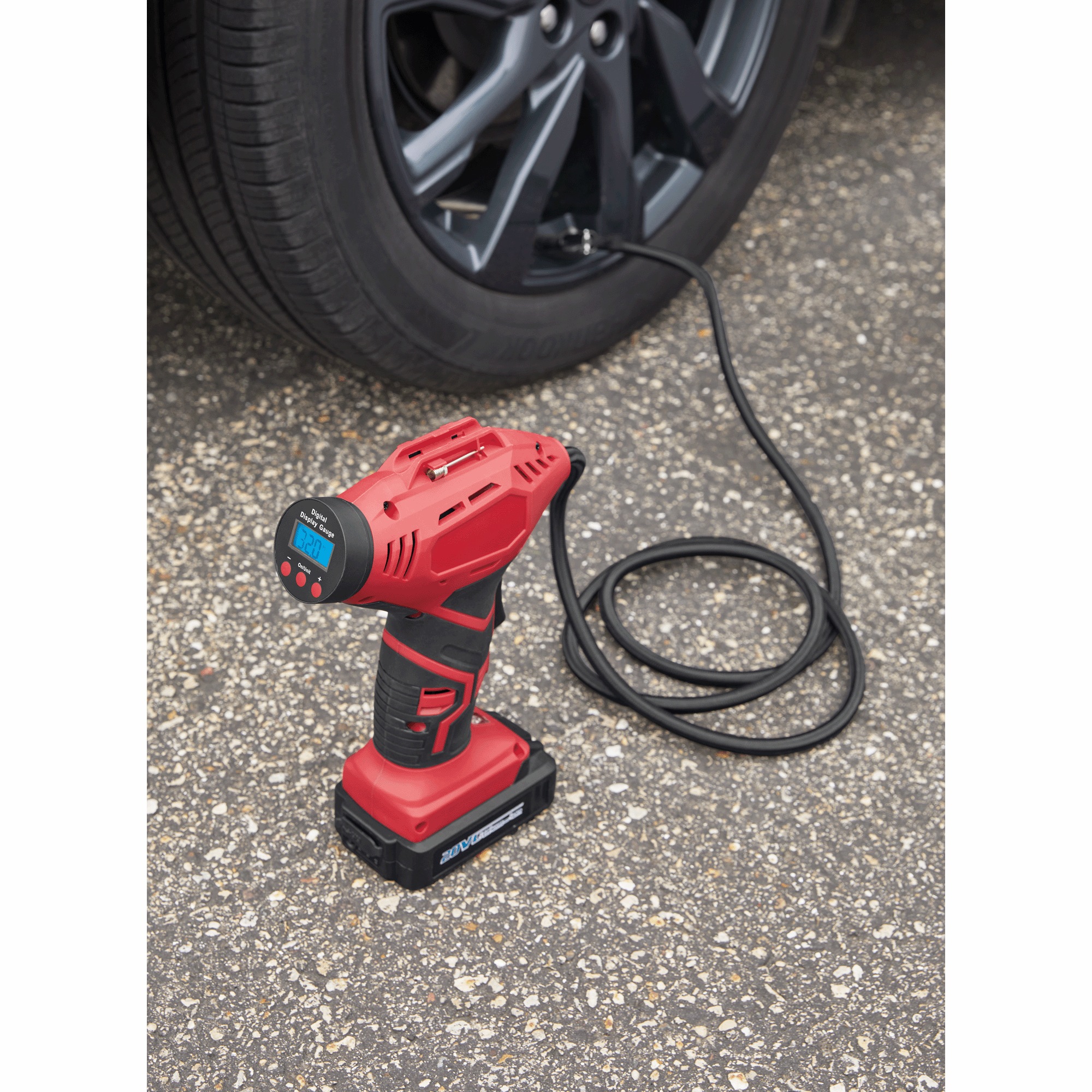 Personalized Cordless Tire Inflator with Digital Gauge, 6-foot Hose, Carrying Case