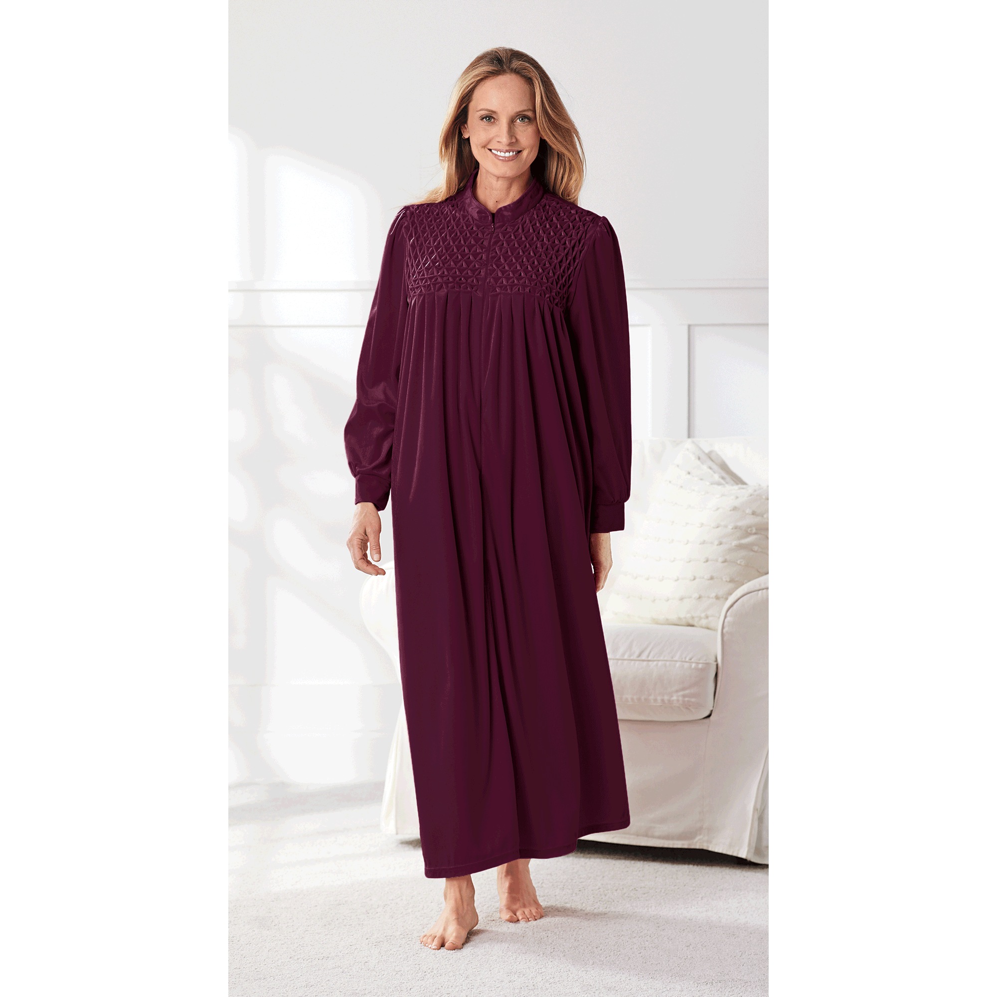 Zip Front Velour Robe