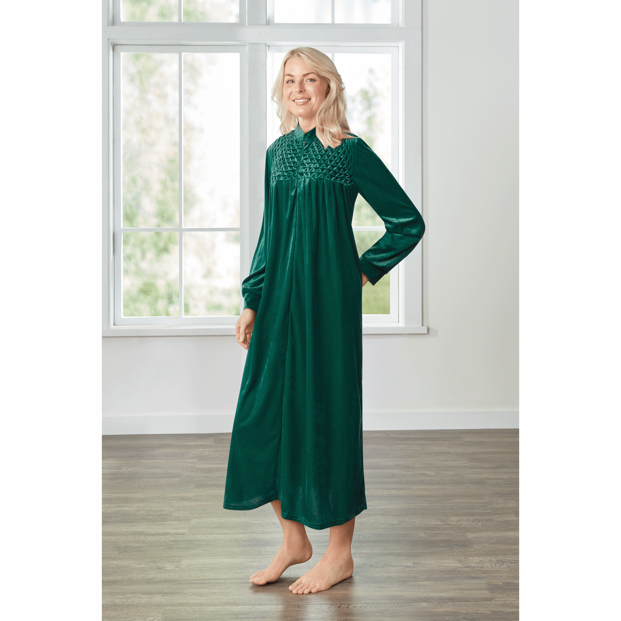 Zip Front Velour Robe
