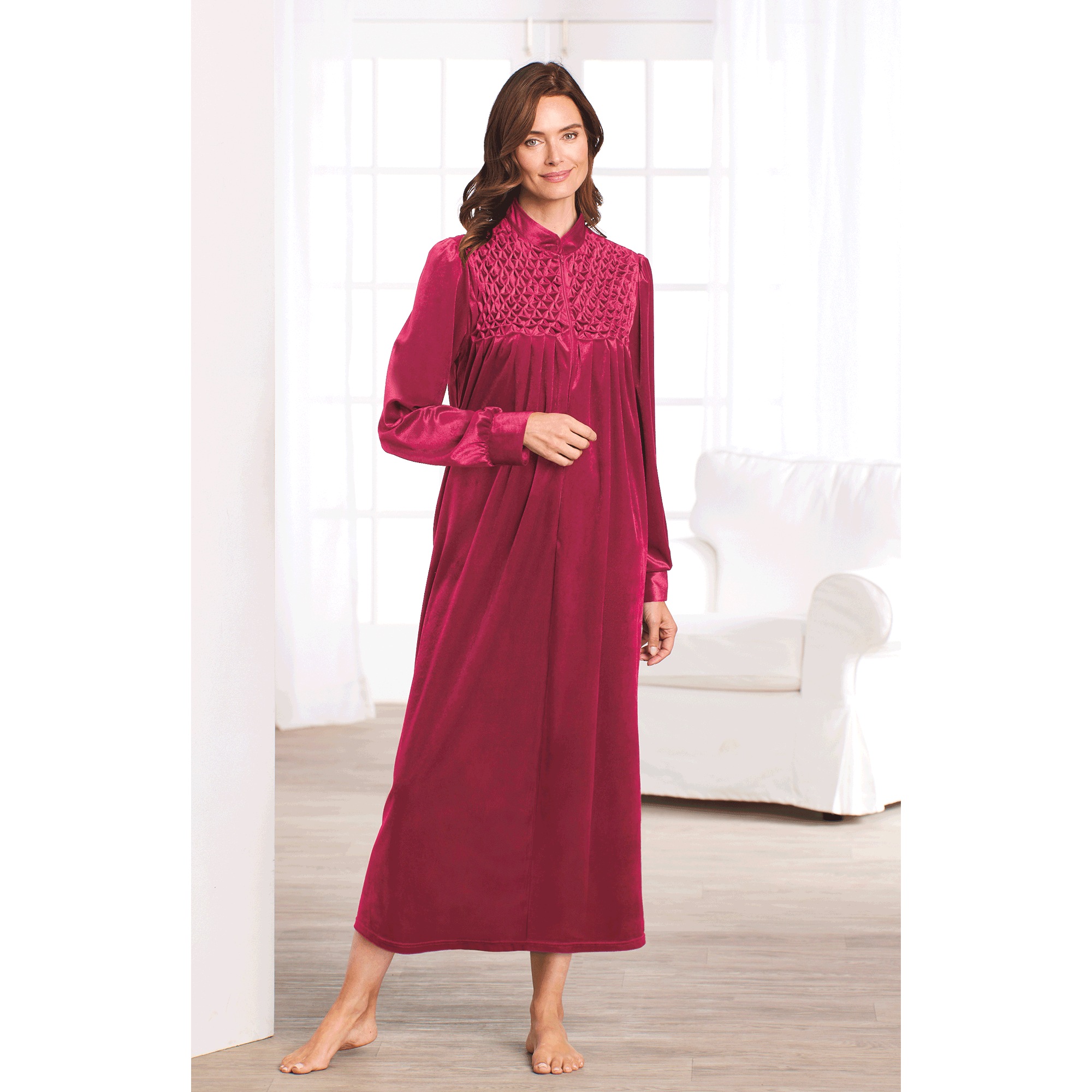 Zip Front Velour Robe 3 Zip Front Velour Robe