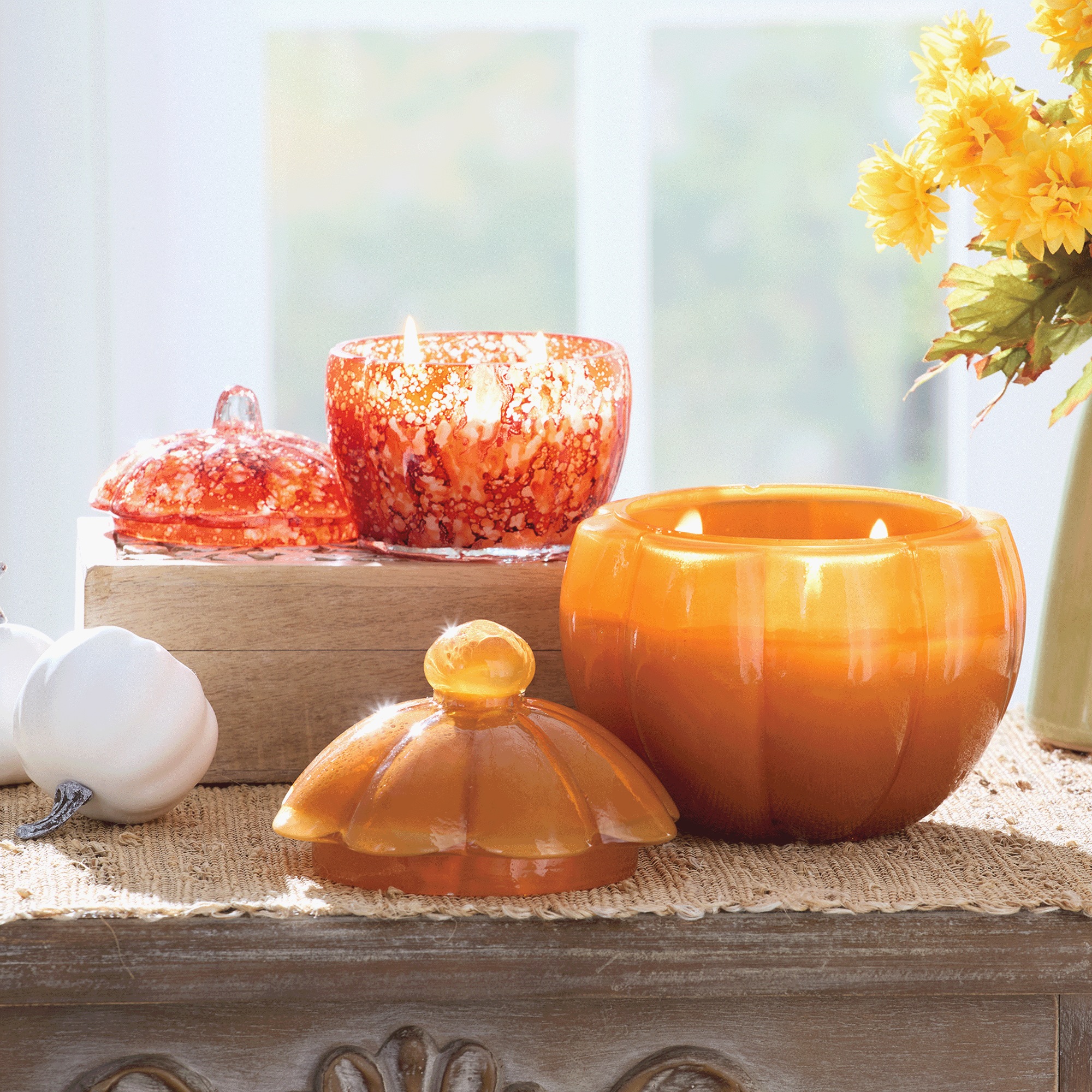Set of 2 Harvest Glass Candles