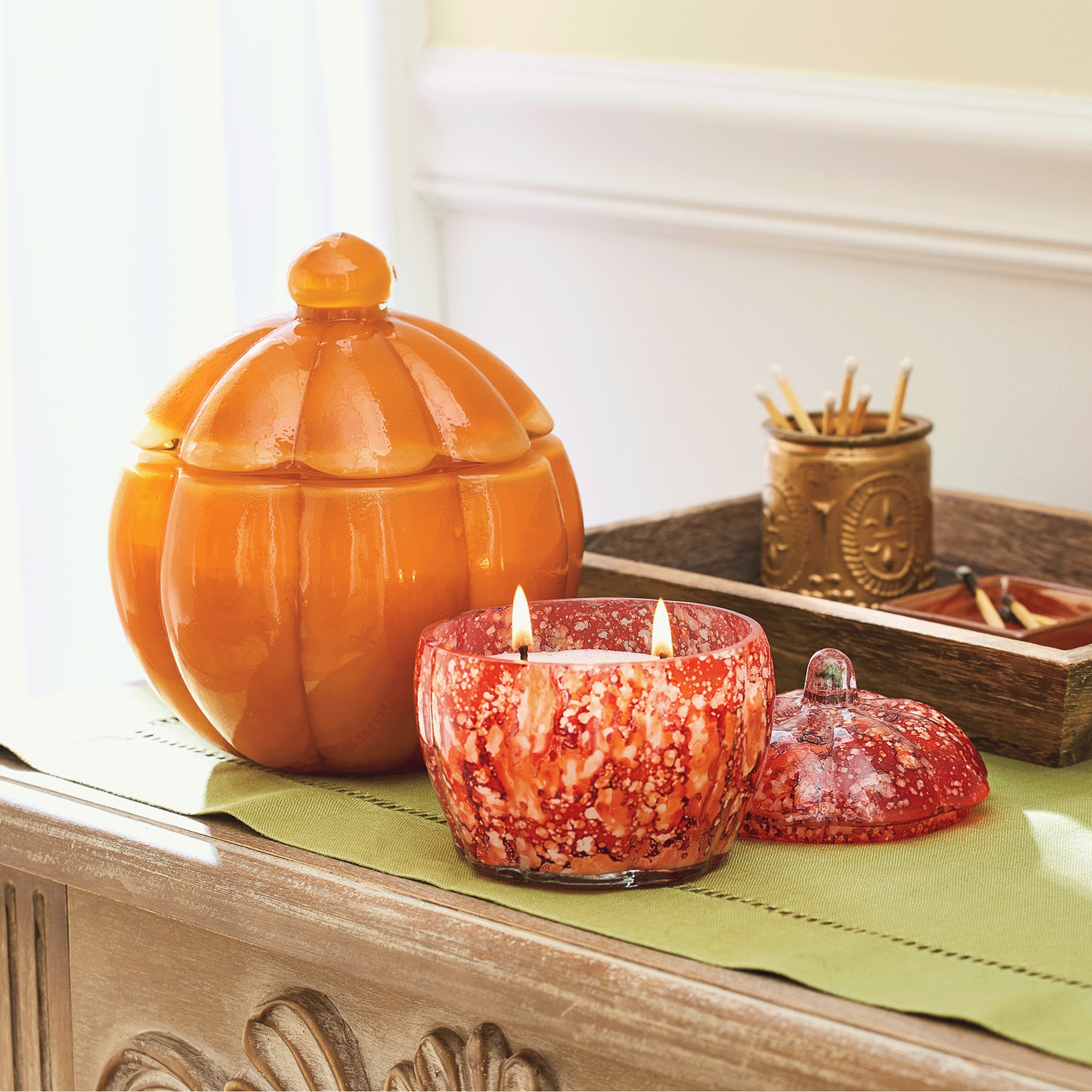 Set of 2 Harvest Glass Candles