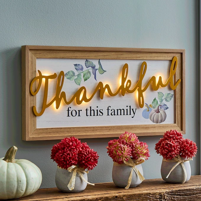 Lit Thankful for This Family Sign