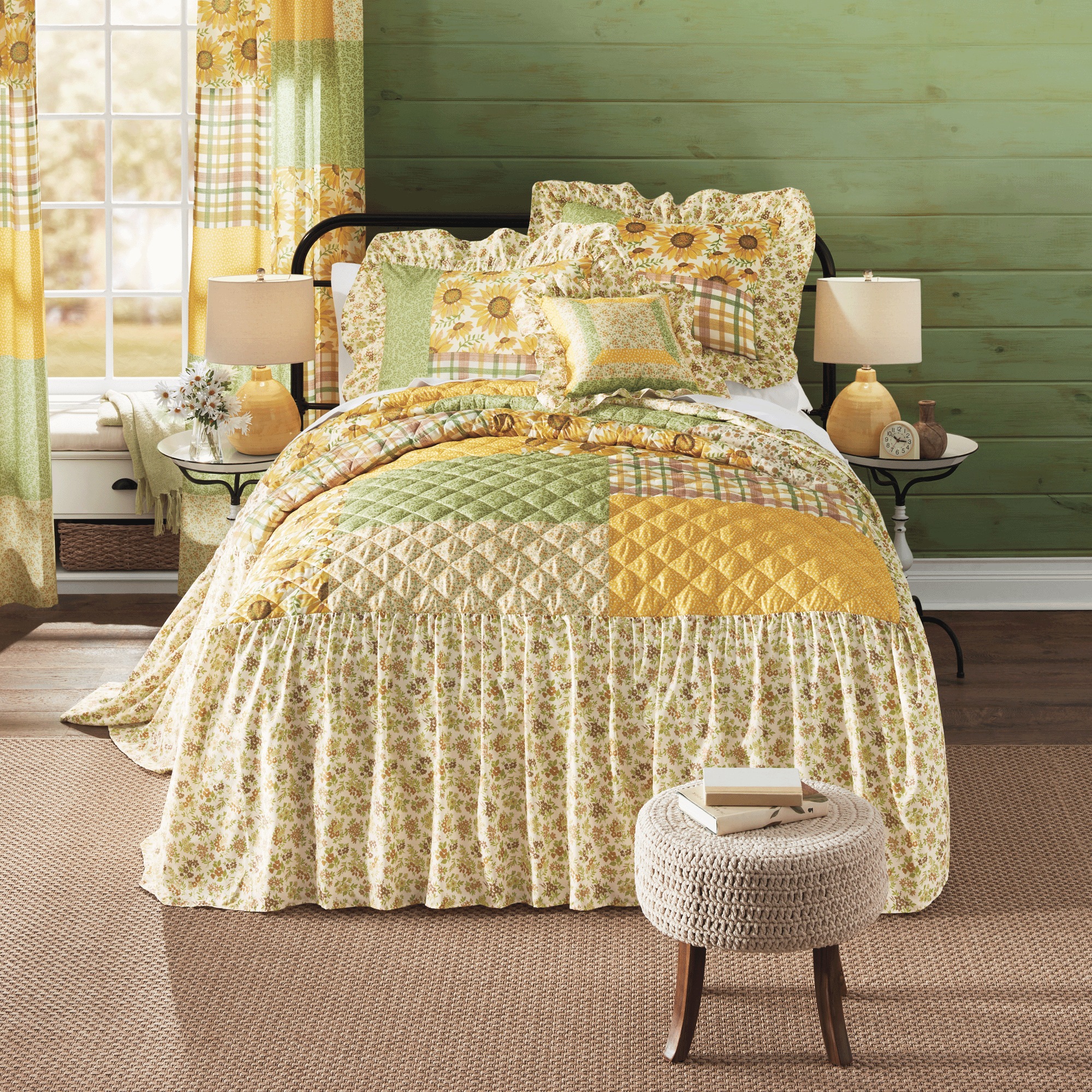 Harvest Skirted Bedspread Set, Accent Pillow, Panel Pair and Valance