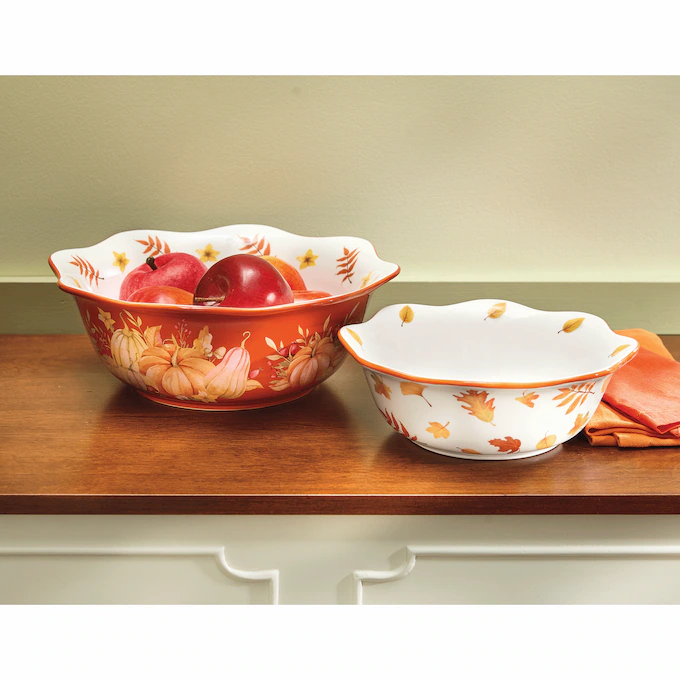 Set of 2 Harvest Ruffled Edge Bowls