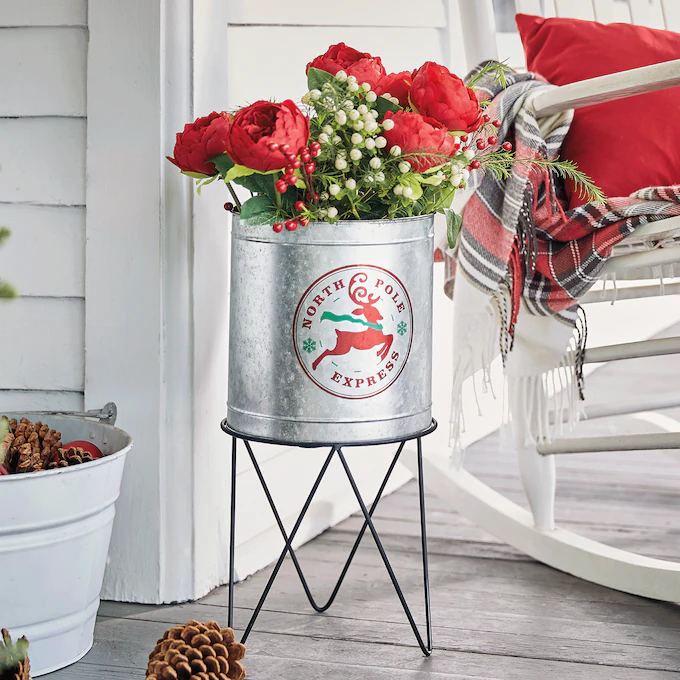 Galvanized Christmas Tree Planter