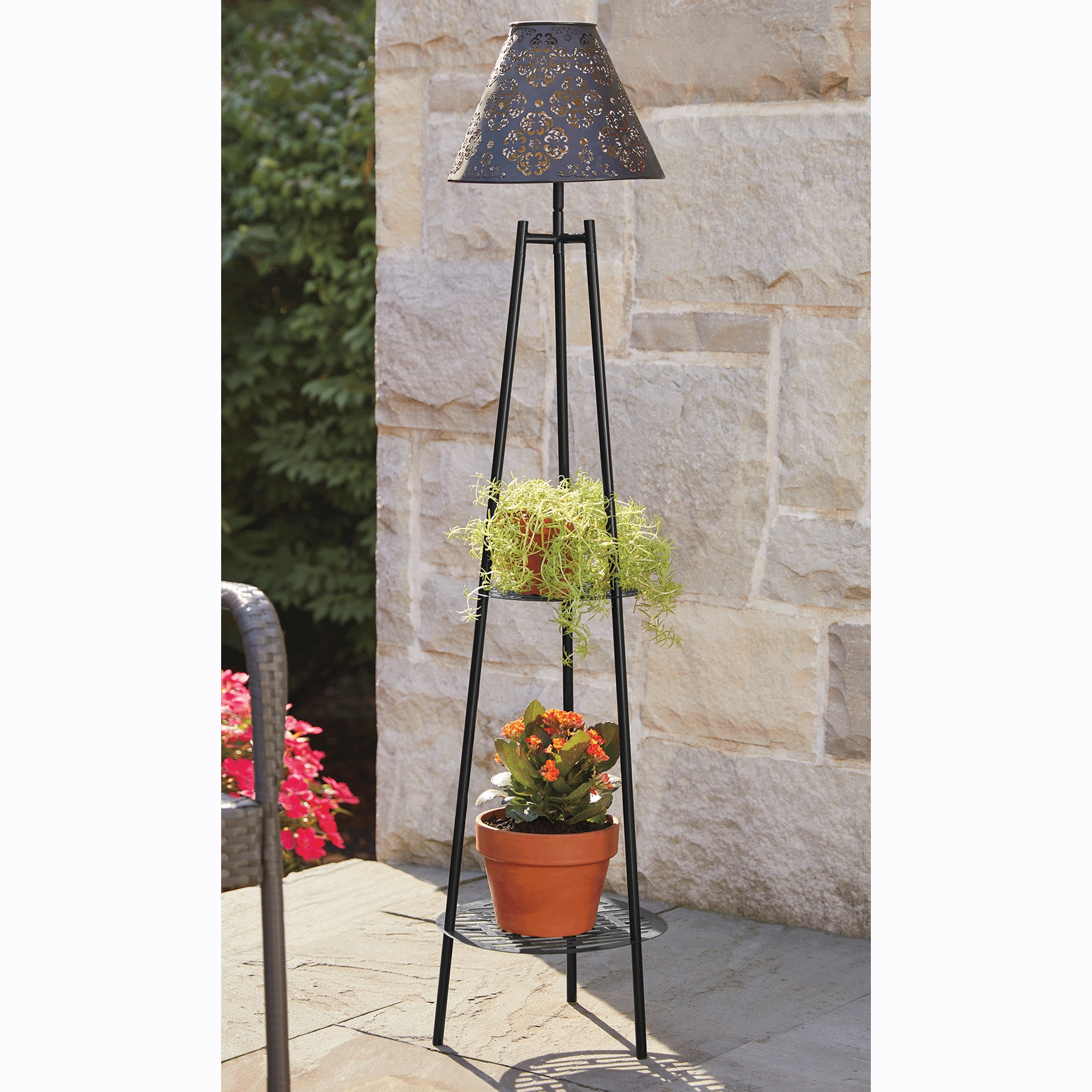 Solar Plant Stand with Lampshade