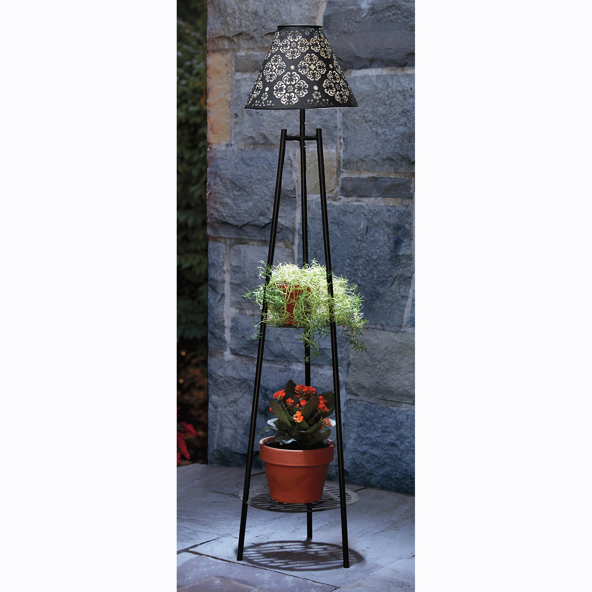 Solar Plant Stand with Lampshade